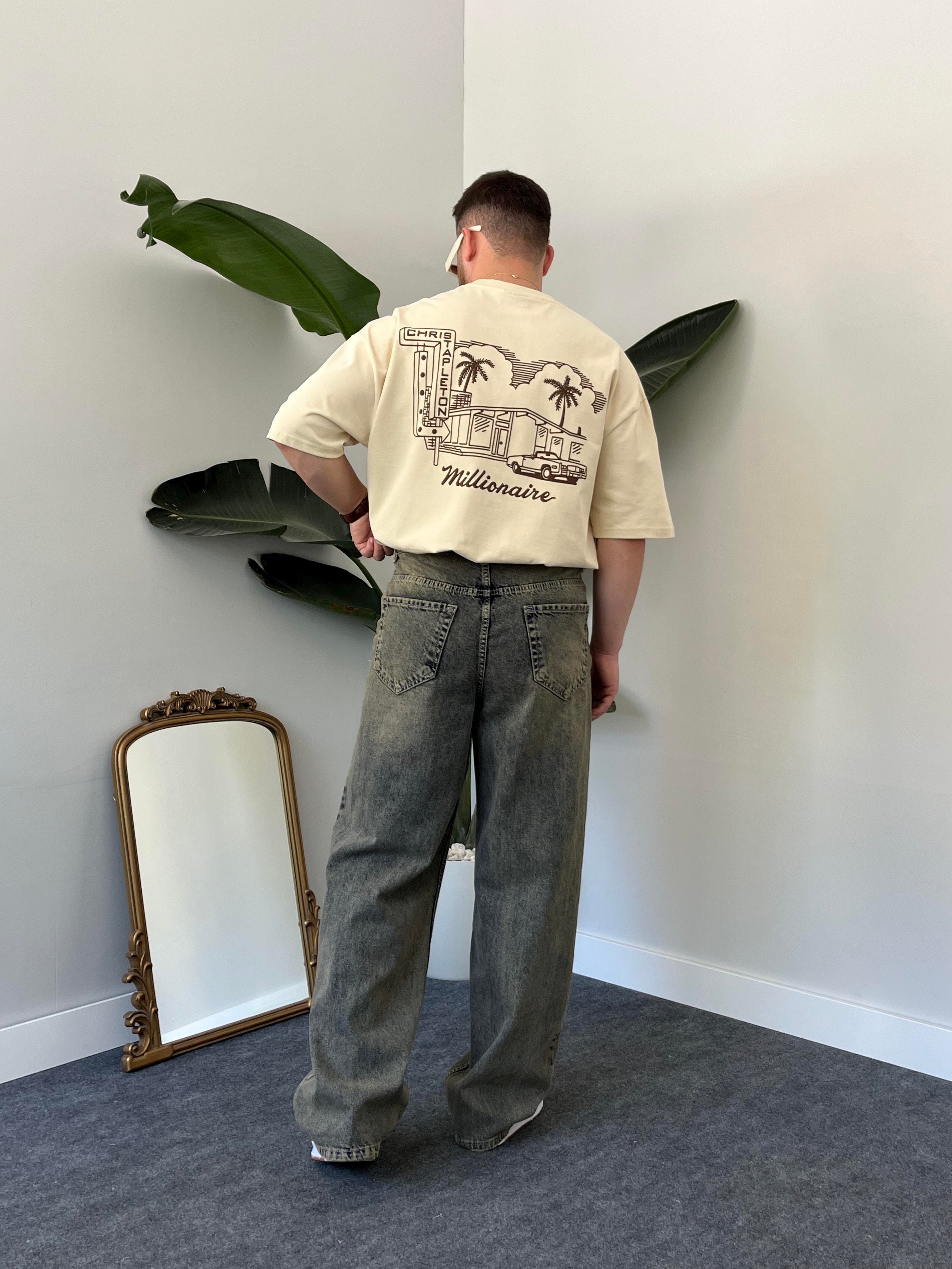 Millionaire Krem Oversize T-shirt