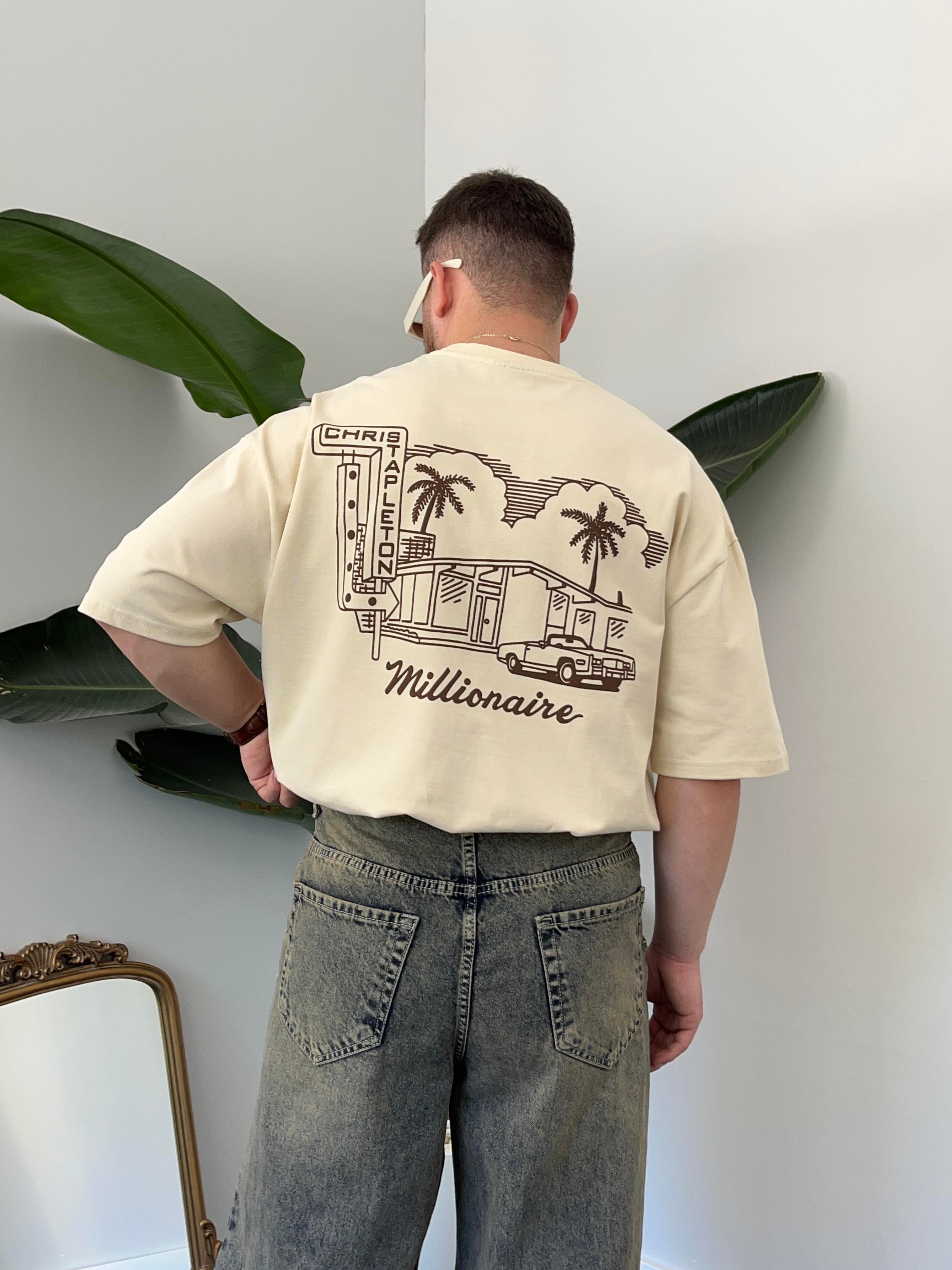 Millionaire Krem Oversize T-shirt