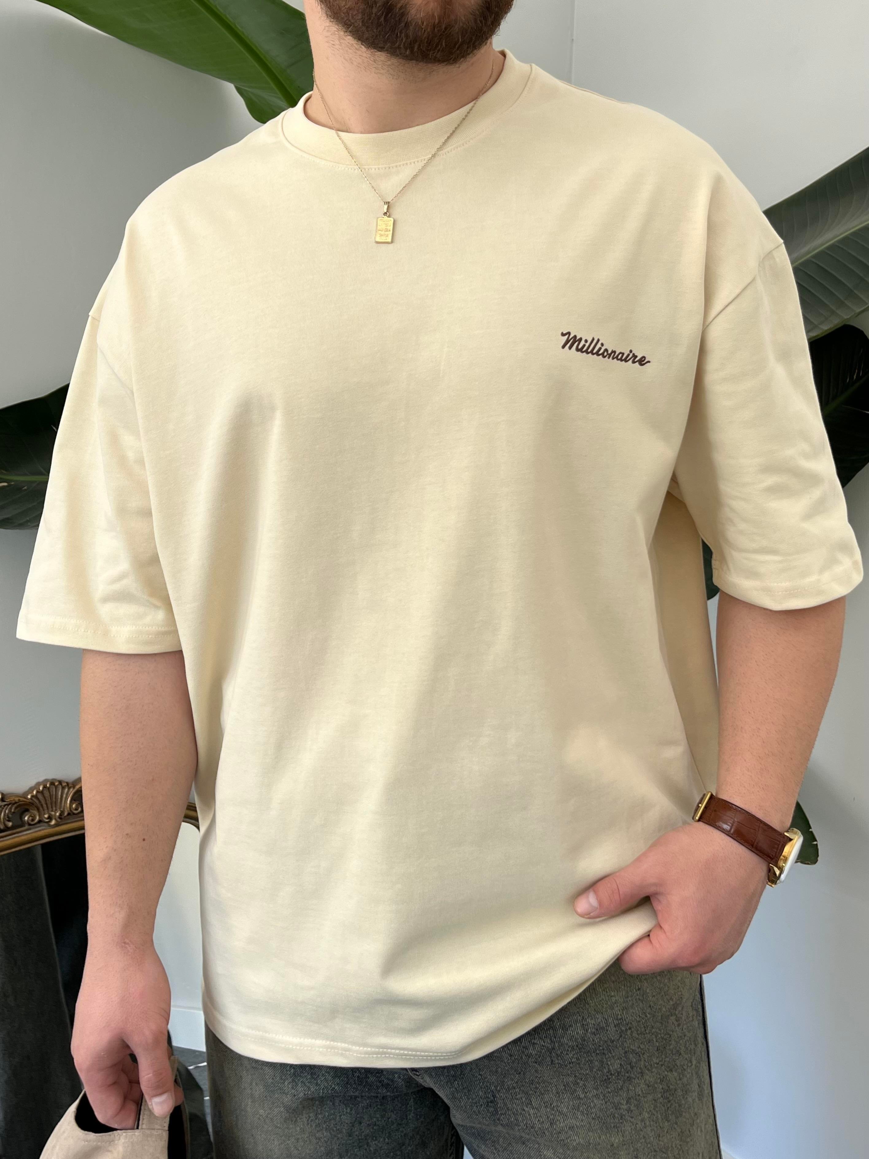 Millionaire Krem Oversize T-shirt