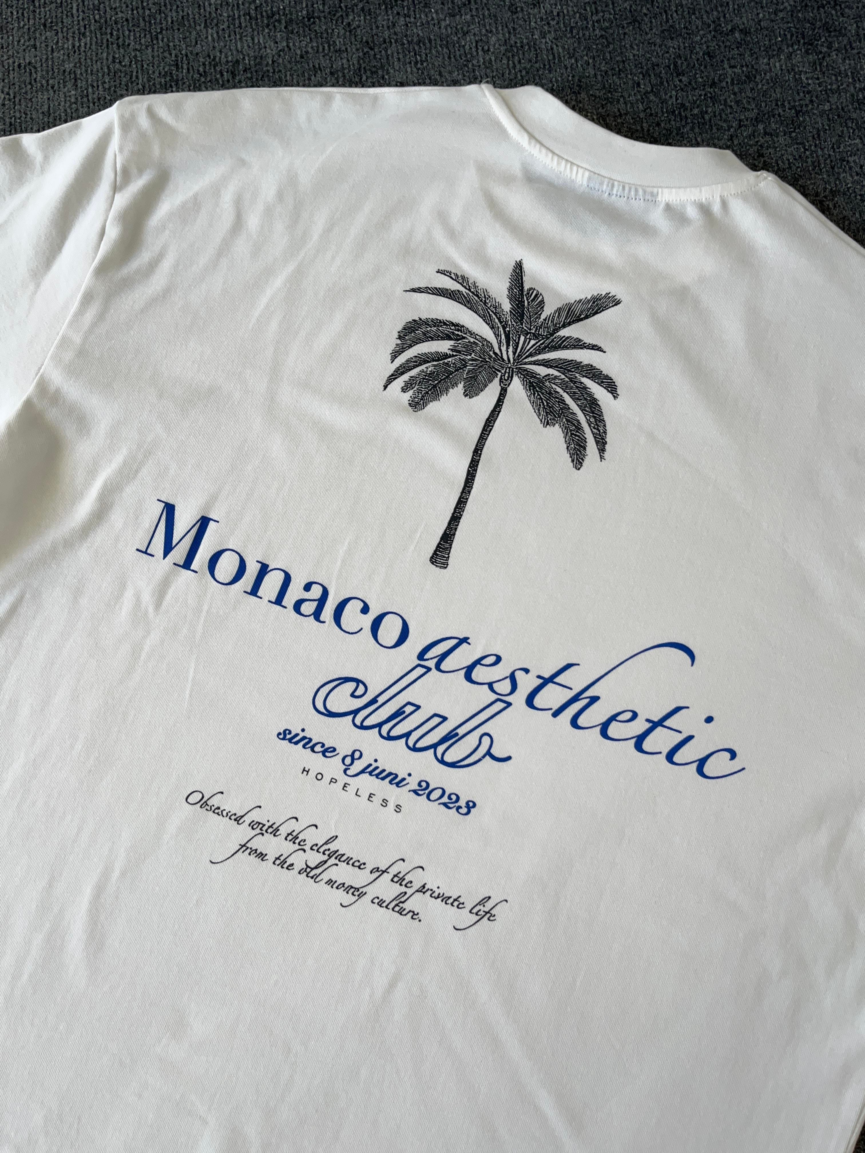 Monaco Baskılı Beyaz Oversize T-shirt
