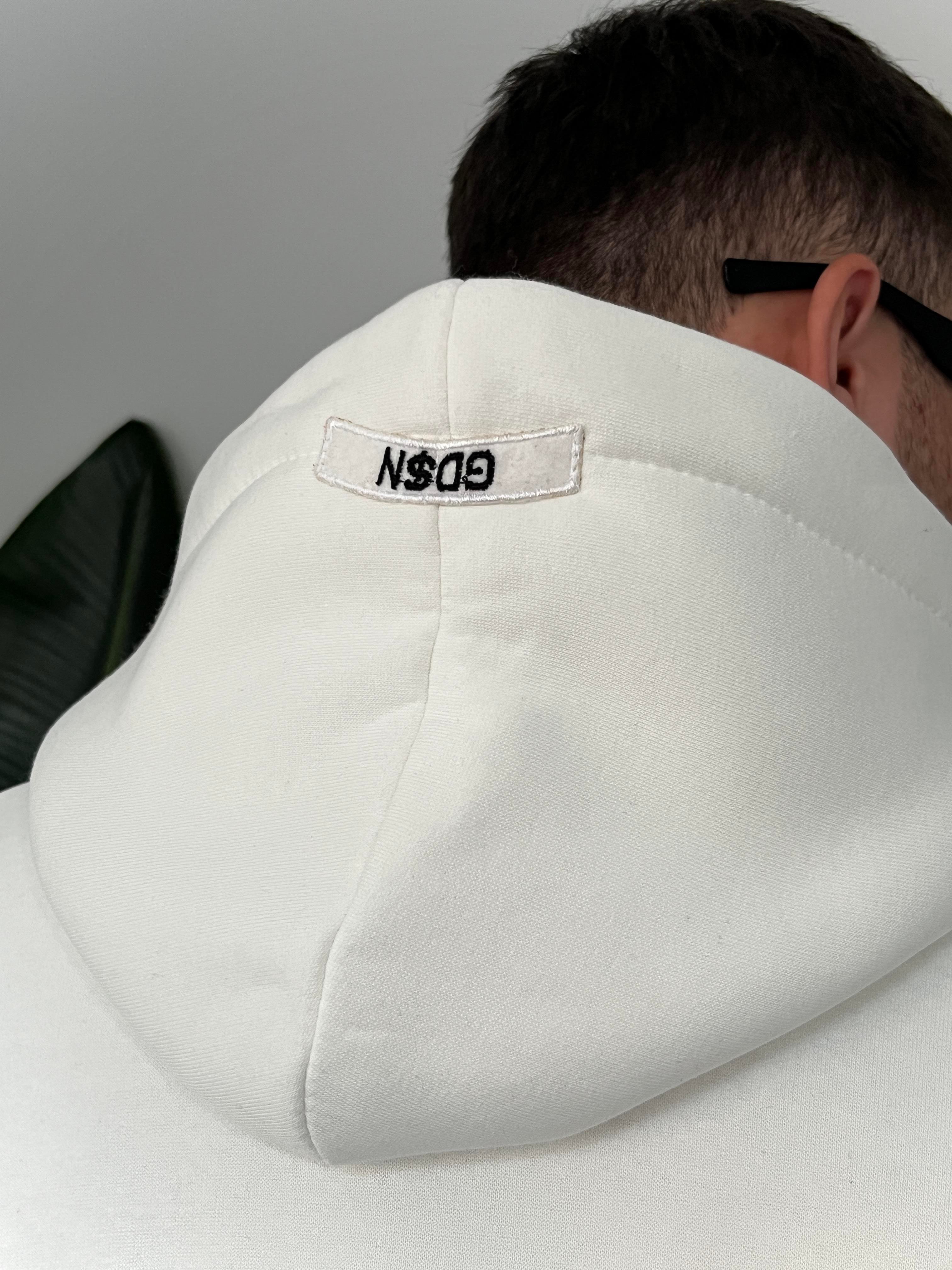 Nakışlı Beyaz Hoodie