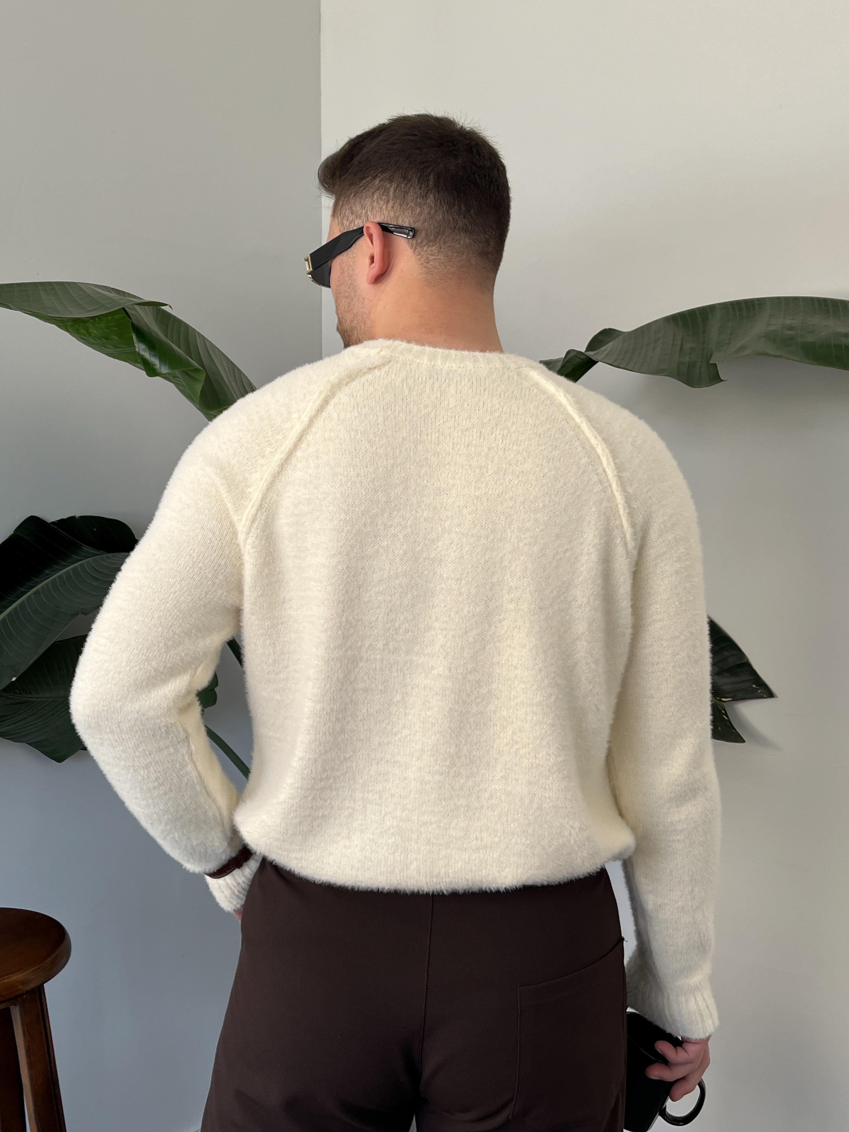 Nimbus Krem Raglan Detaylı Fluffy Örgü Kazak