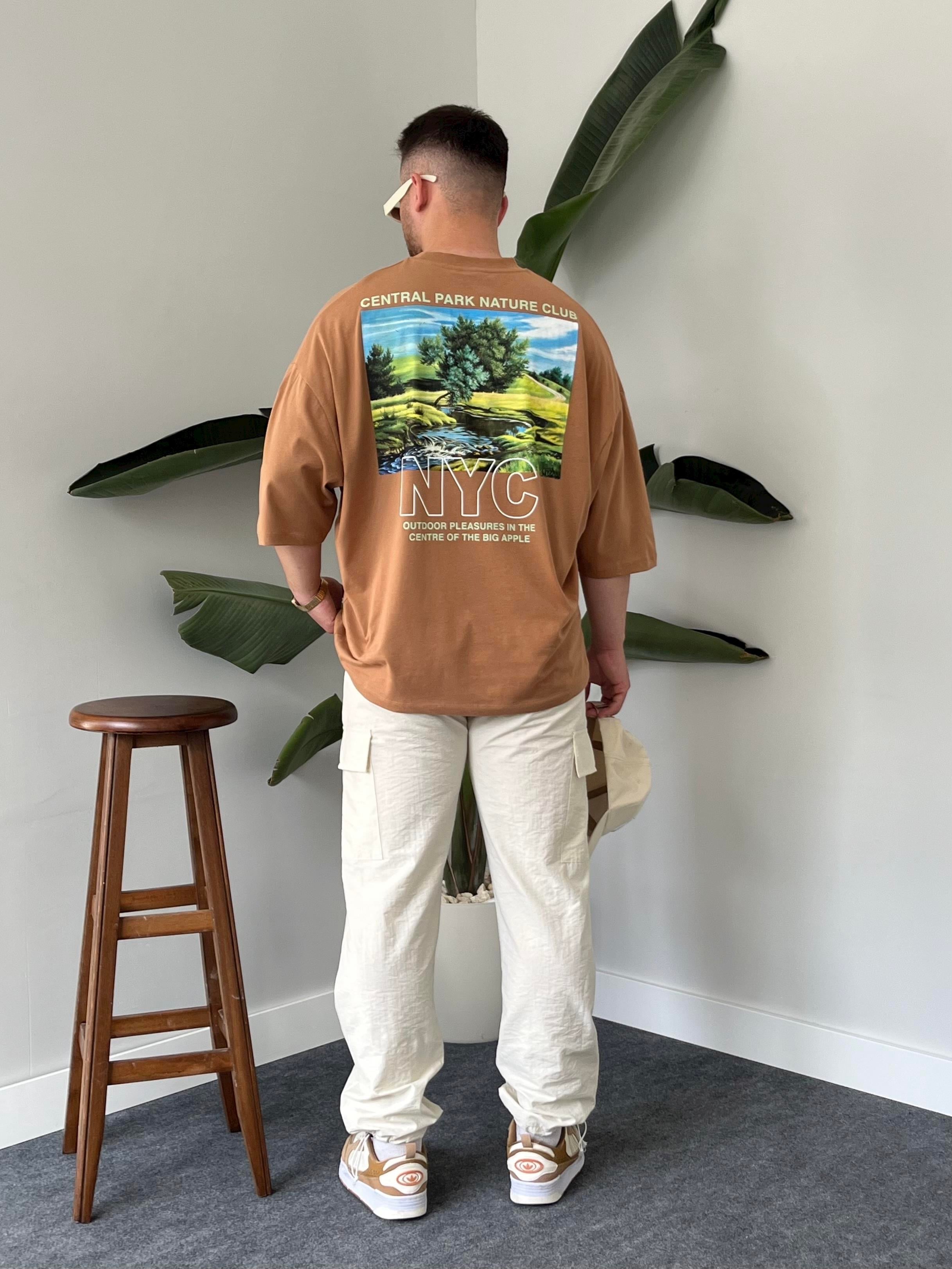 NYC Oranj Baskılı Oversize T-shirt