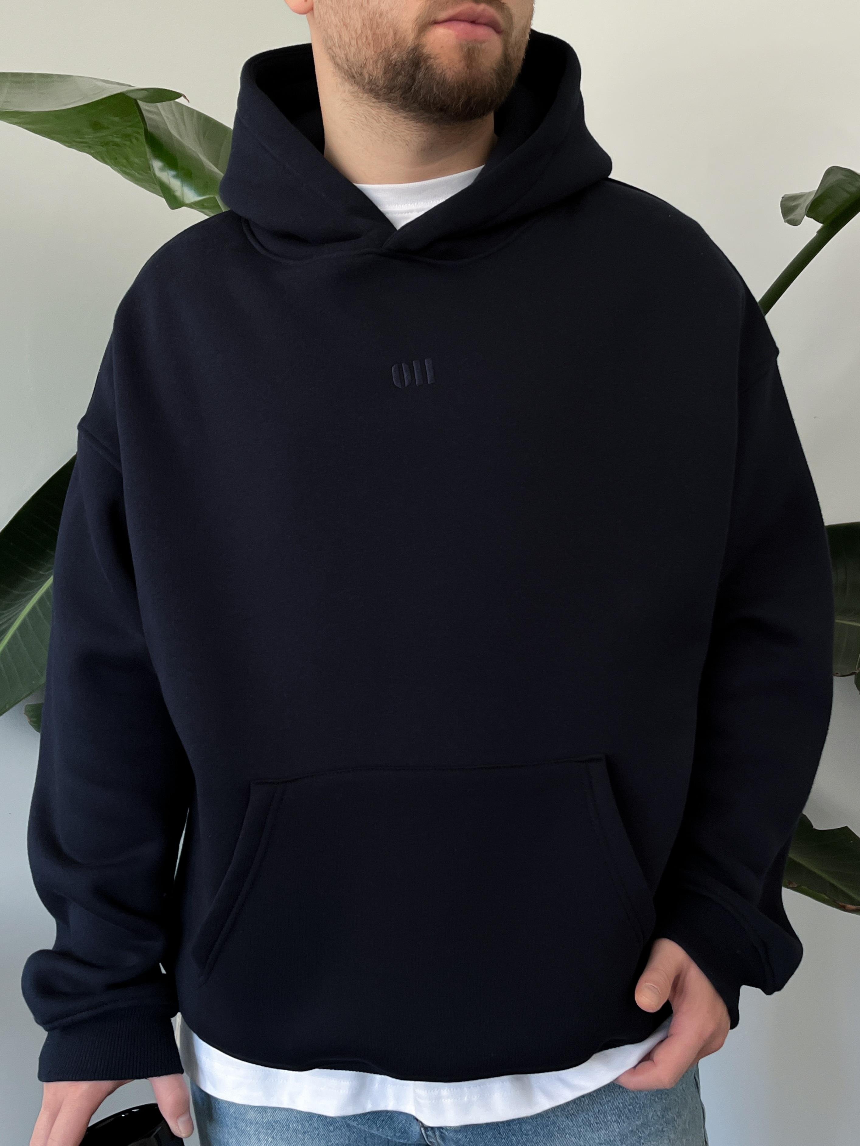 Oasis Lacivert Üç İplik Şardonlu Oversize Hoodie