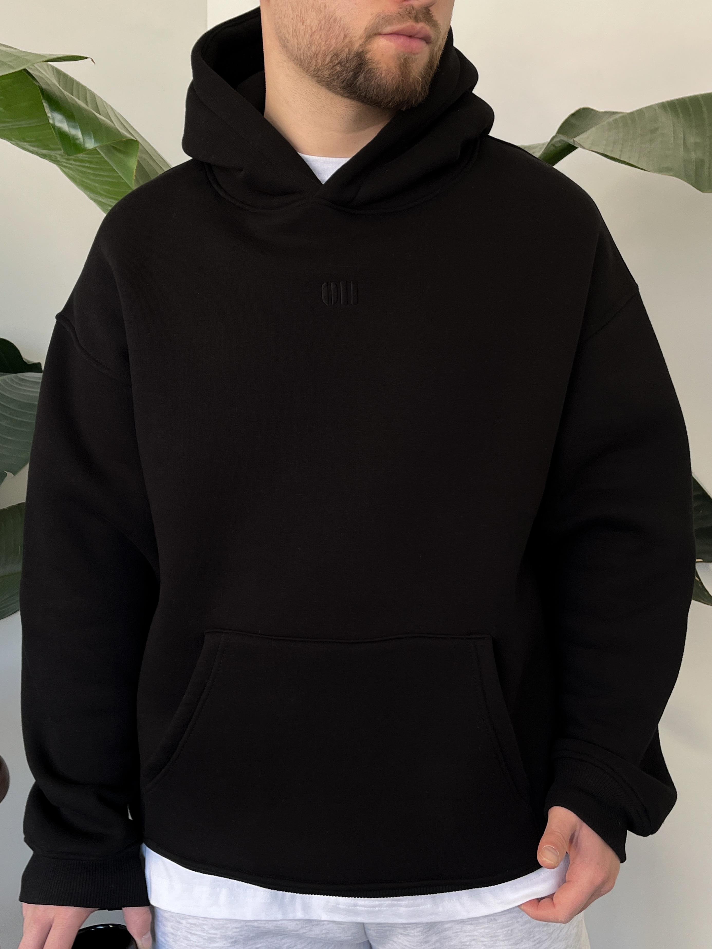 Oasis Siyah Üç İplik Şardonlu Oversize Hoodie