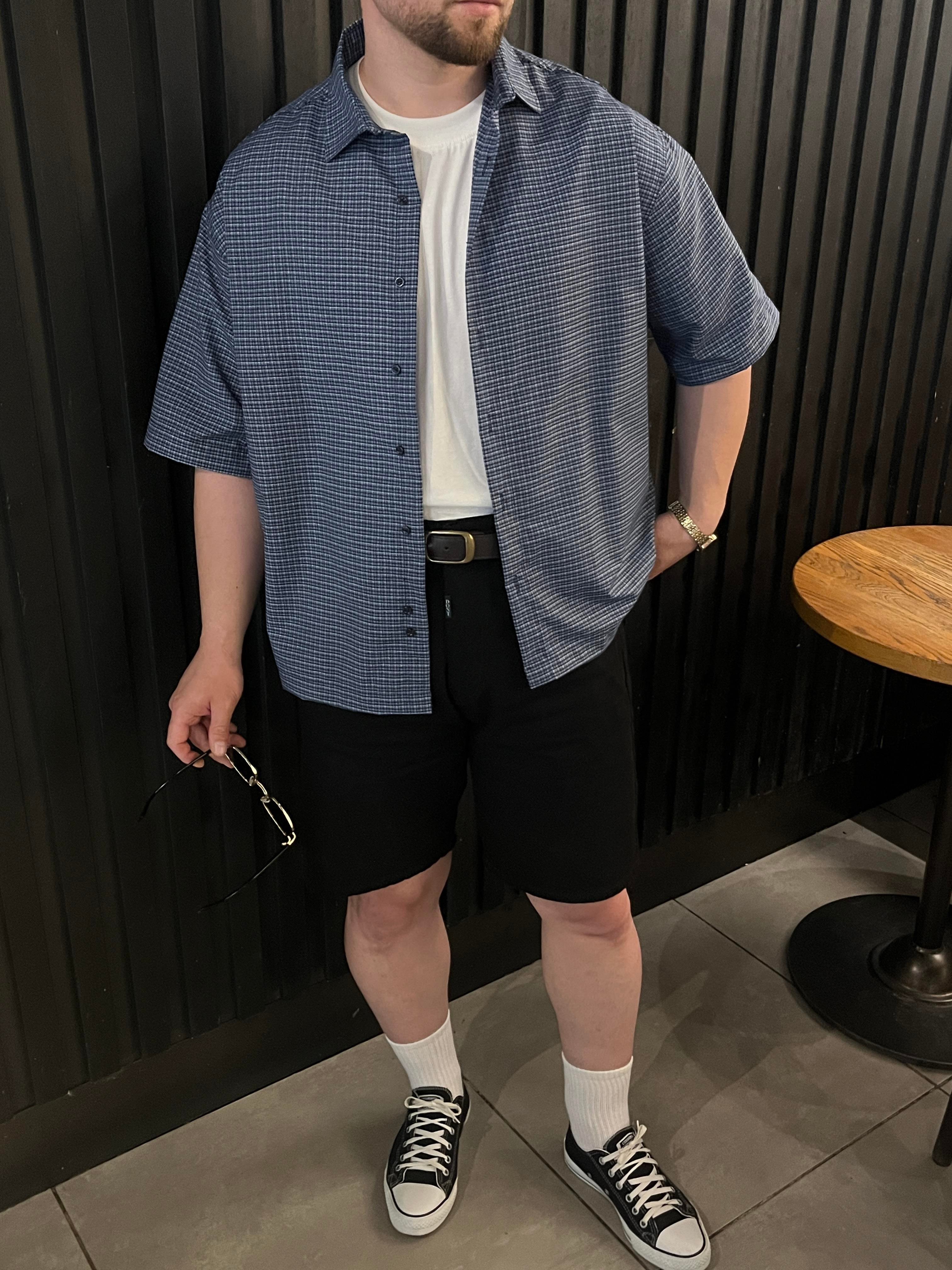 Oldman Mavi Kareli Oversize Gömlek