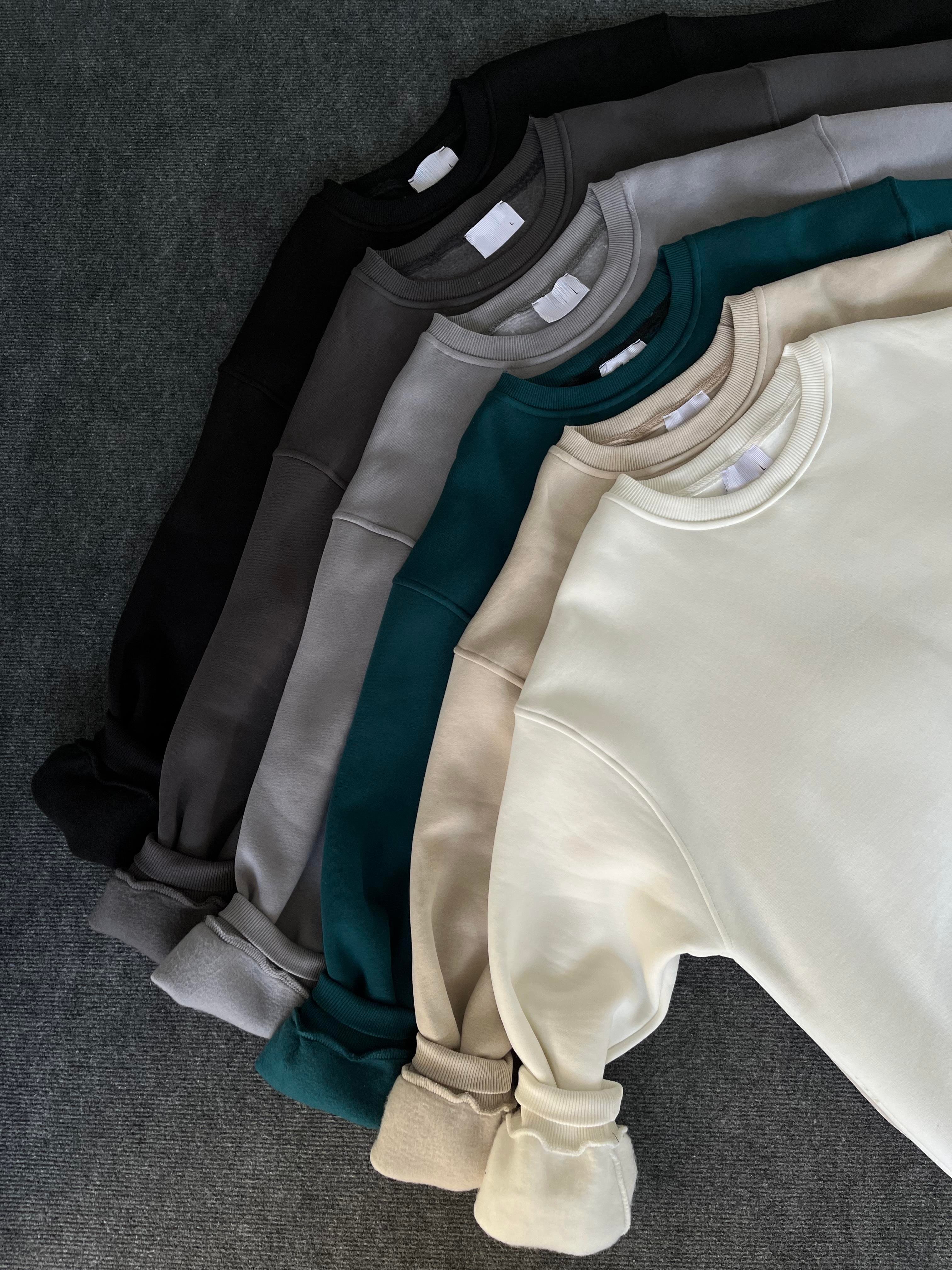 Petrol Üç İplik Şardonlu Basic Sweatshirt