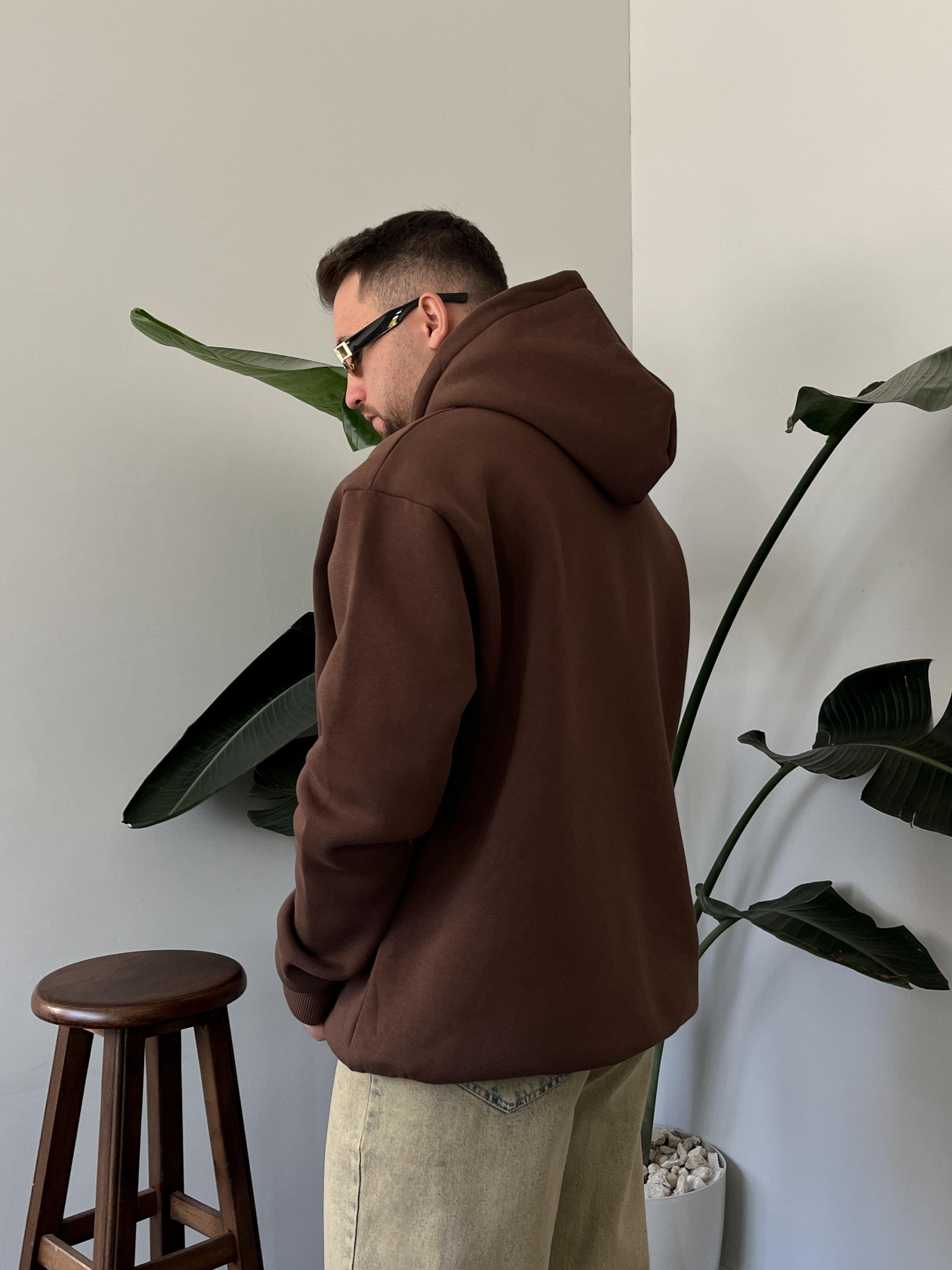Phoenix Baskılı Üç İplik Şardonlu Oversize Hoodie