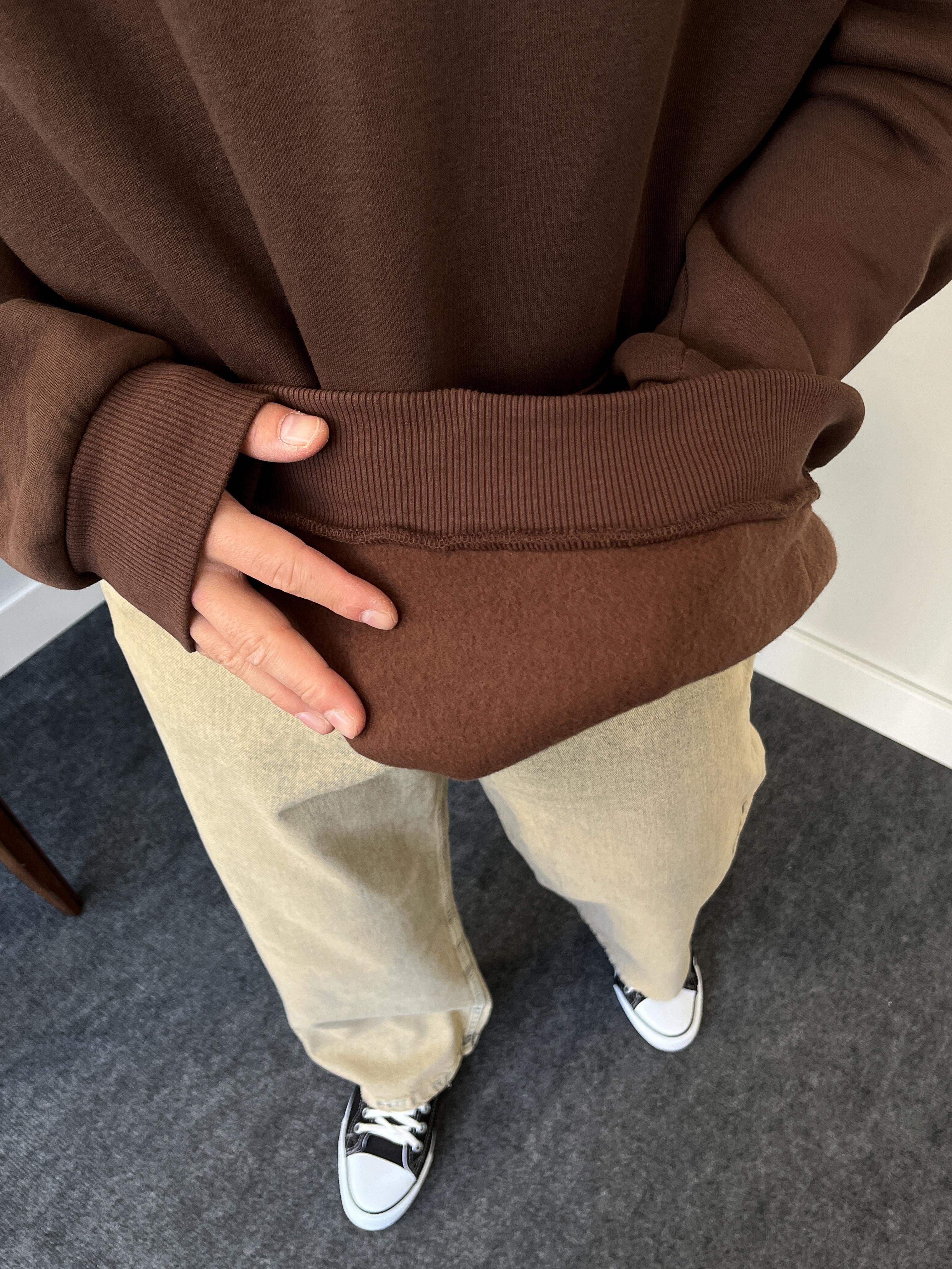 Phoenix Baskılı Üç İplik Şardonlu Oversize Hoodie