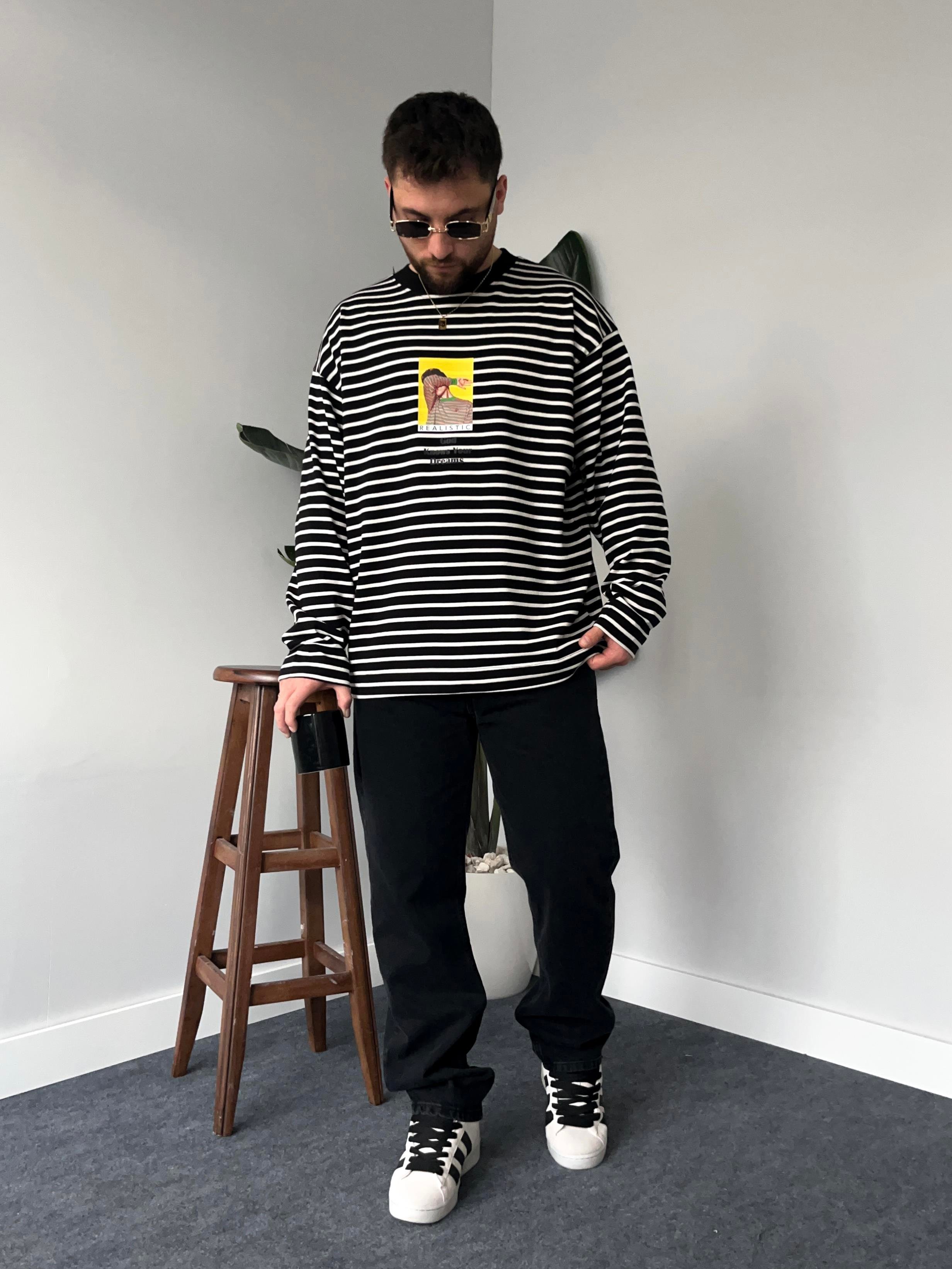 Realistic Çizgili Sweatshirt