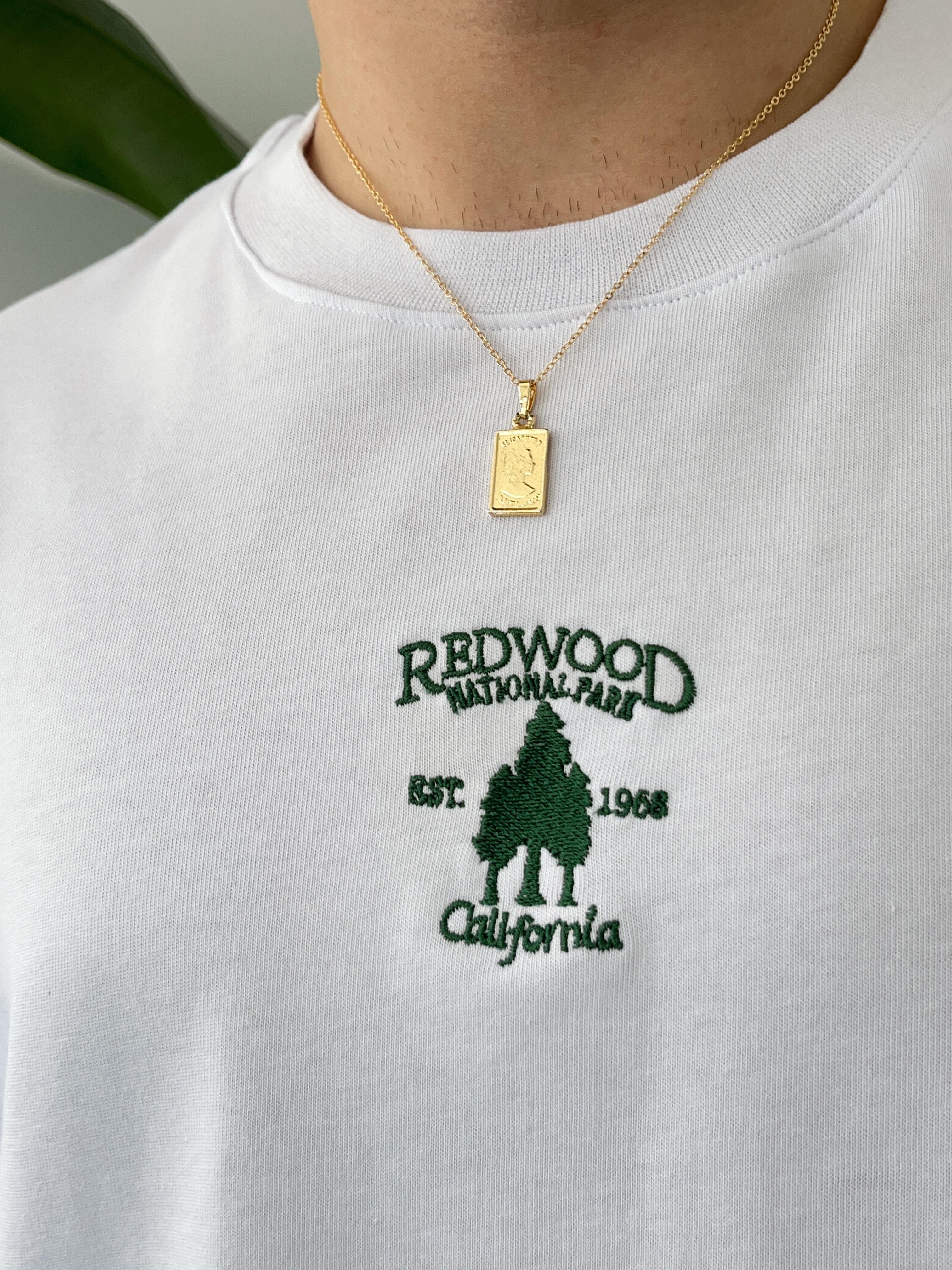 Redwood Nakışlı Beyaz Oversize  T-shirt