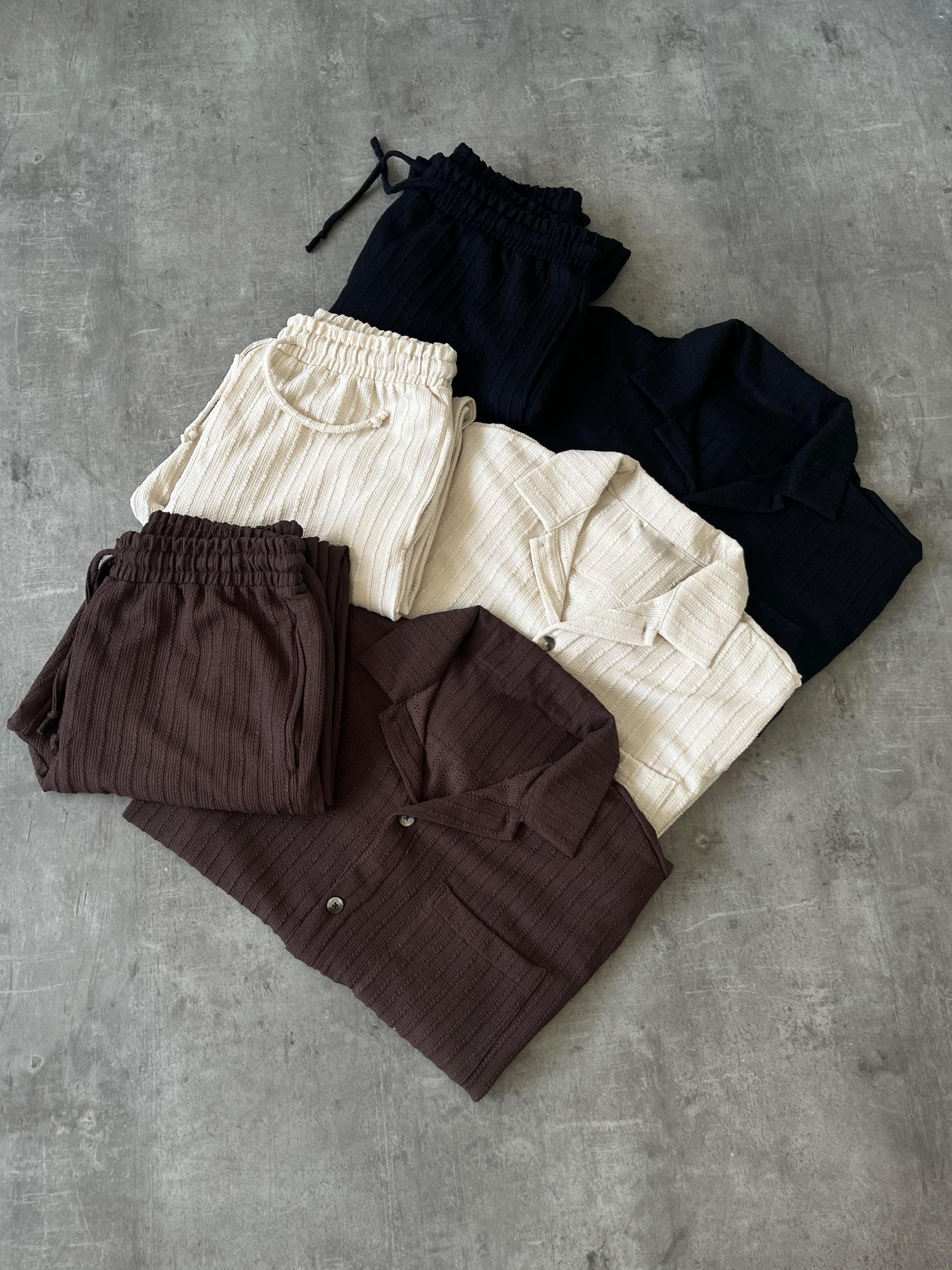 Romero Krem Desenli Oversize Takım