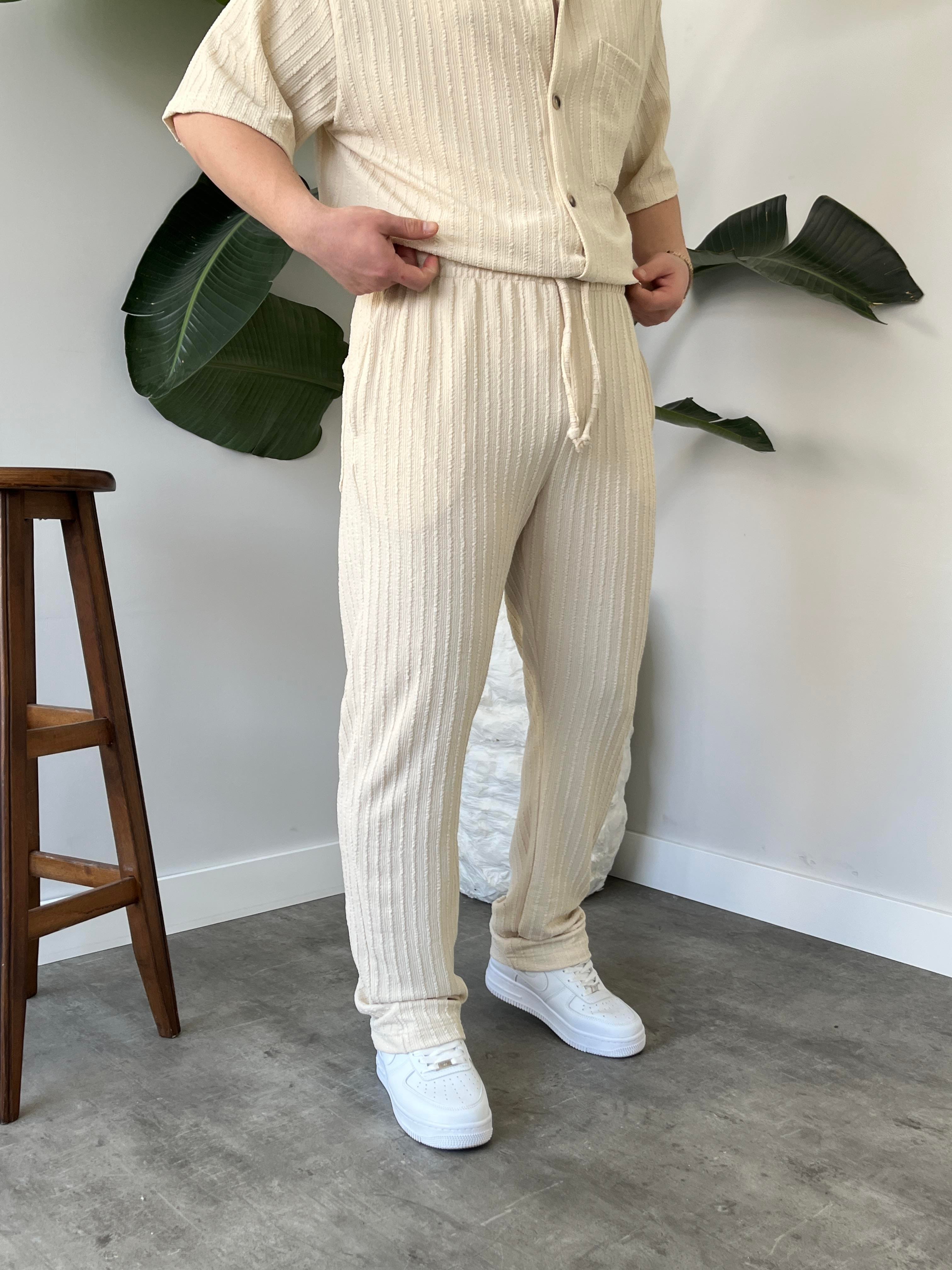 Romero Krem Desenli Oversize Takım
