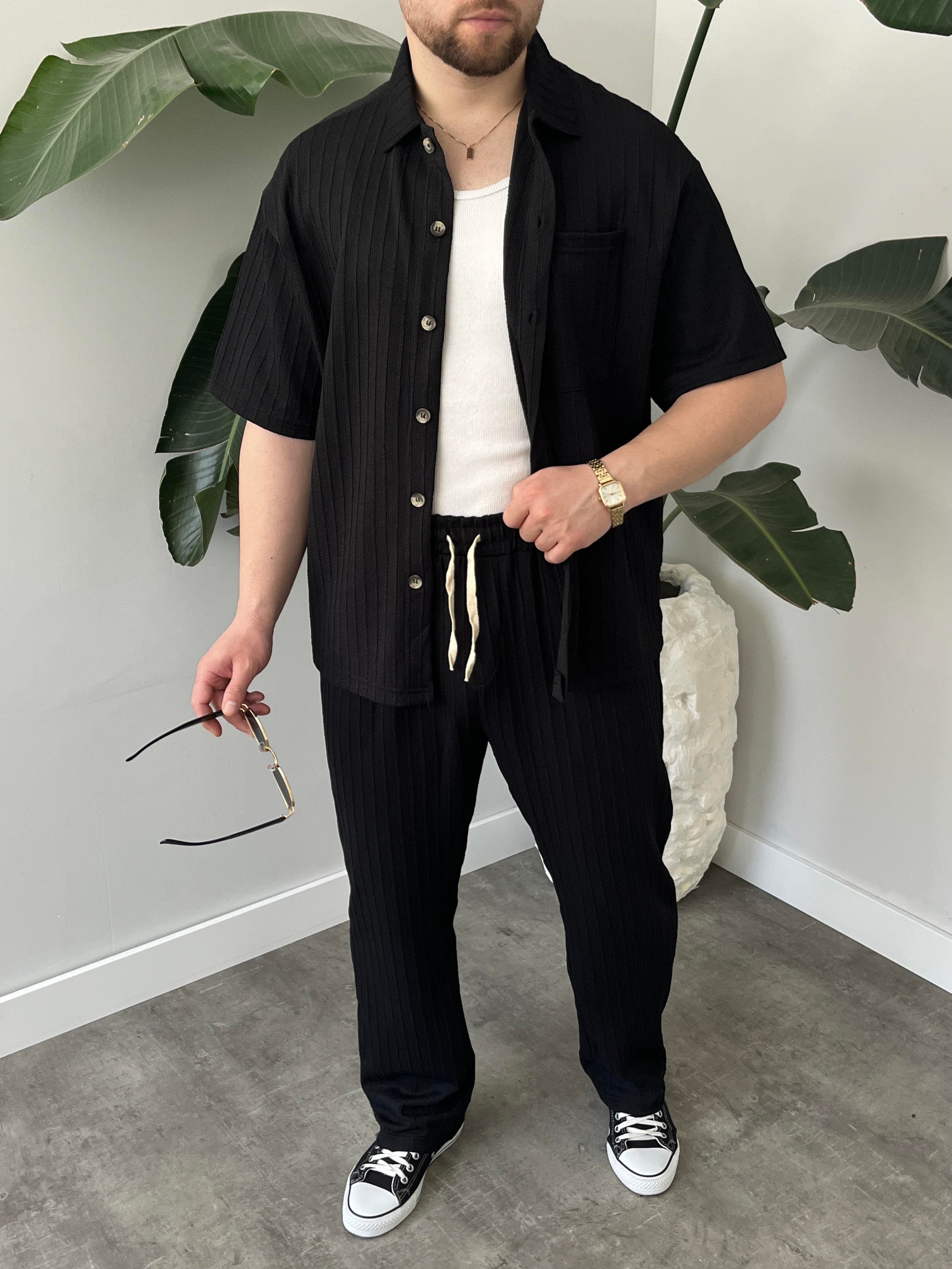 Romero Siyah Desenli Oversize Takım