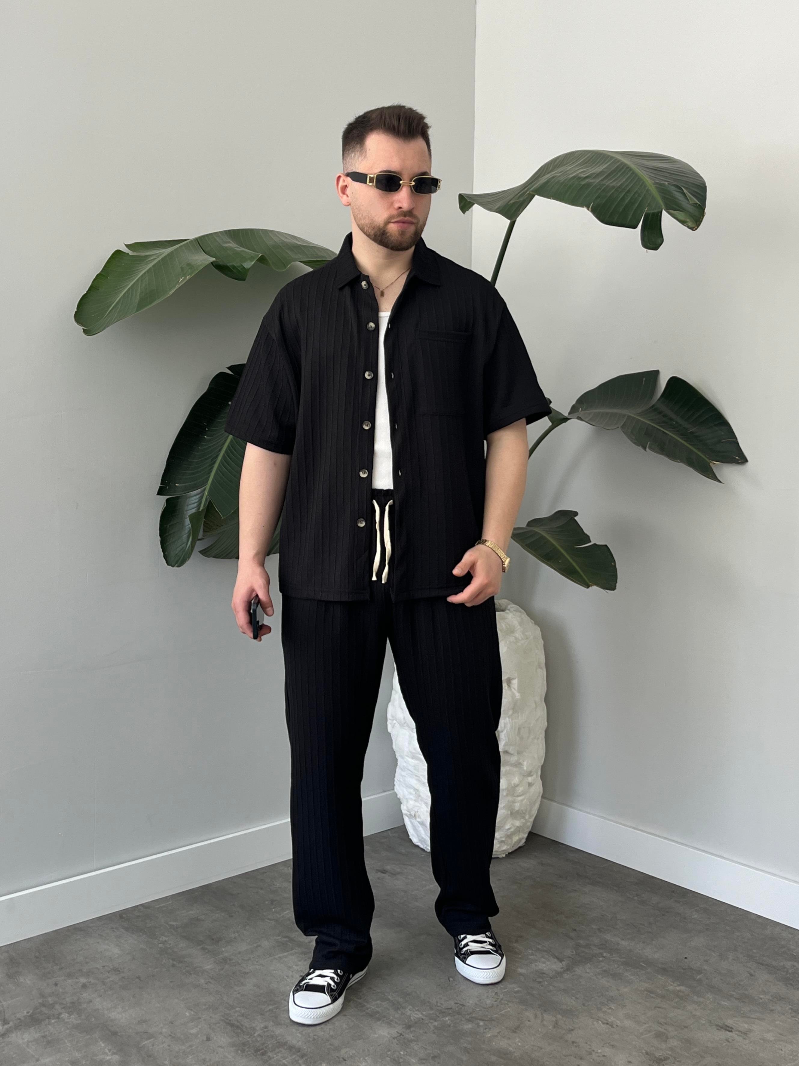 Romero Siyah Desenli Oversize Takım