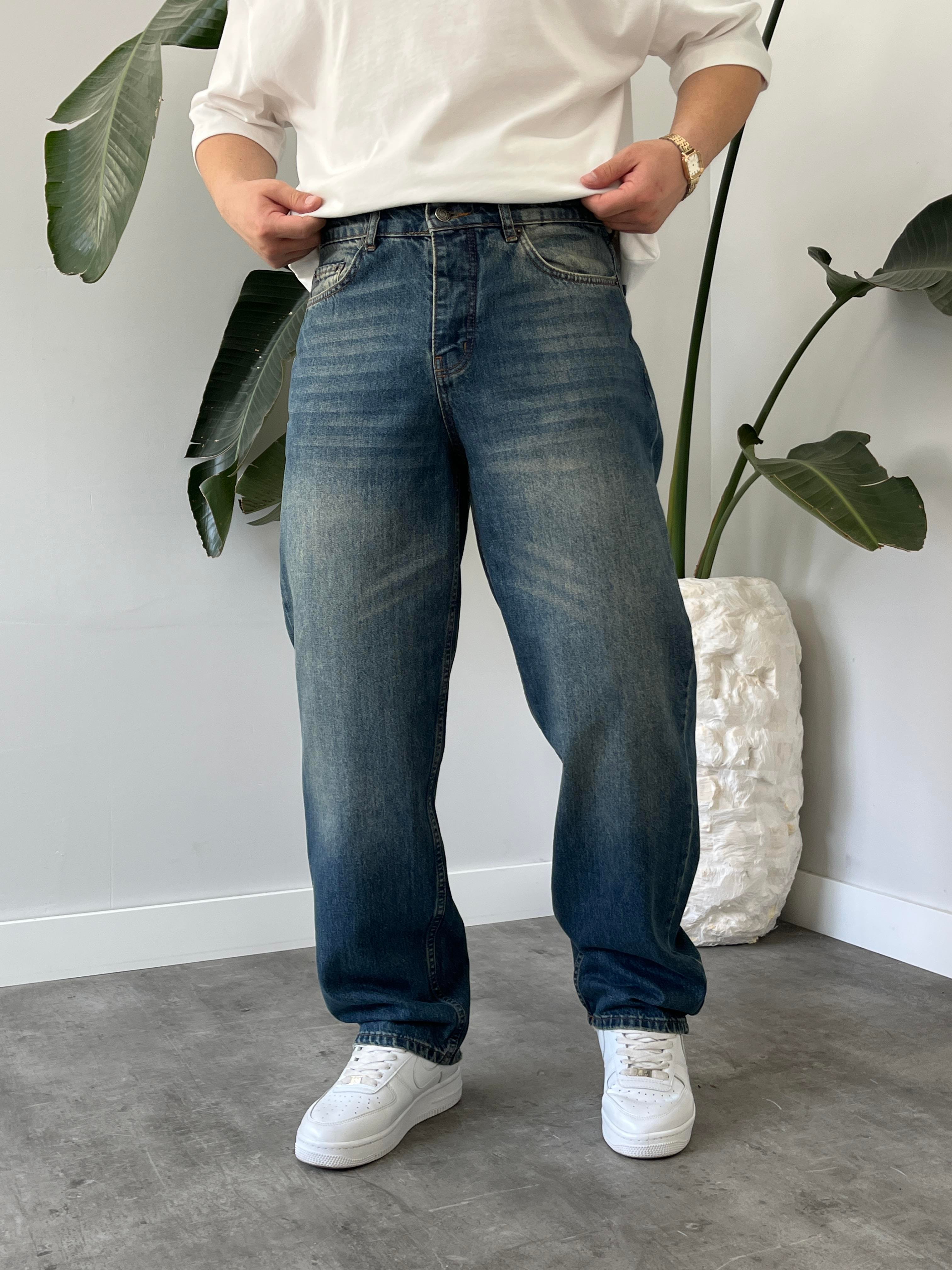Rust Eskitme Taşlamalı Baggy Jean