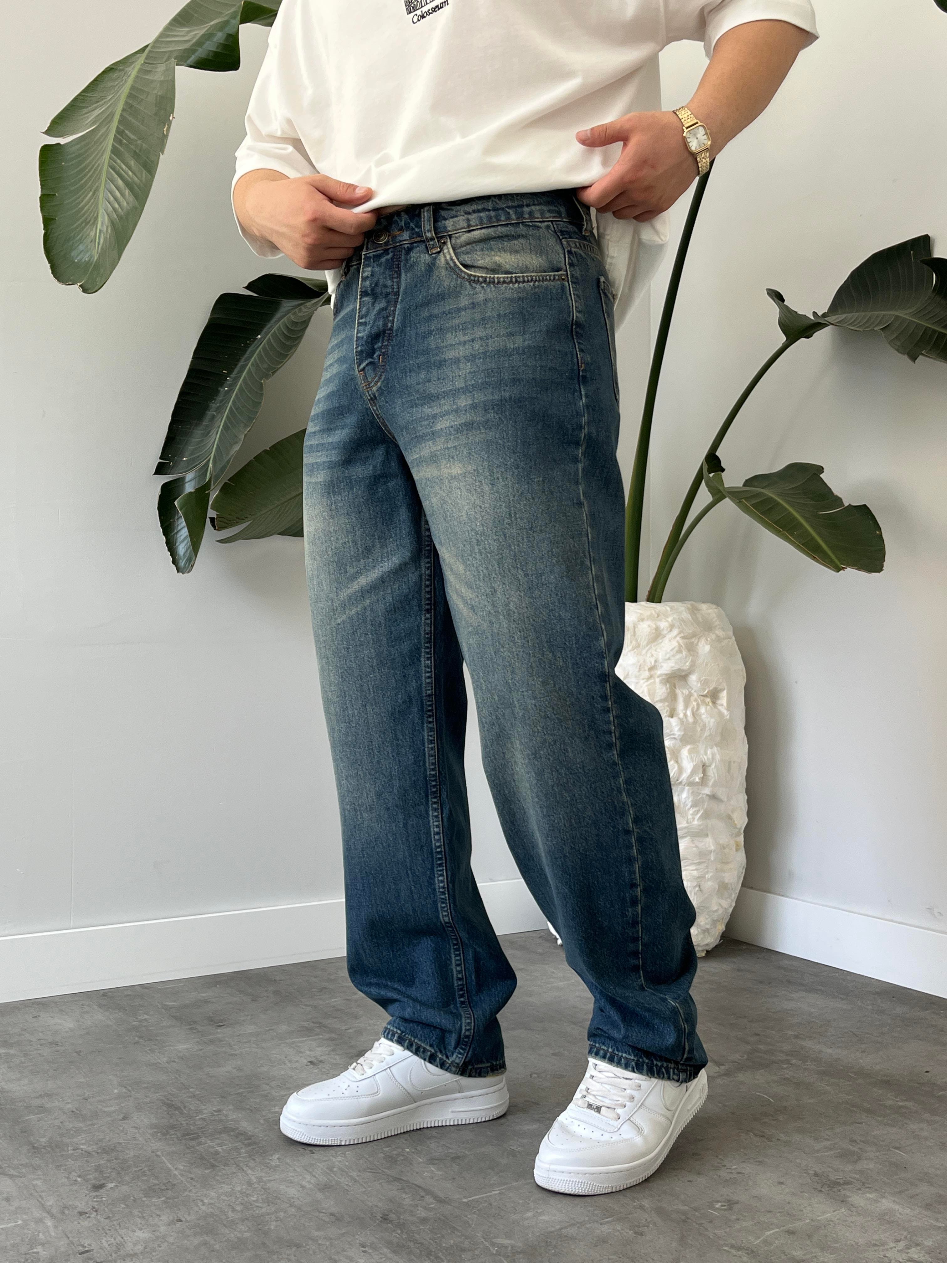 Rust Eskitme Taşlamalı Baggy Jean