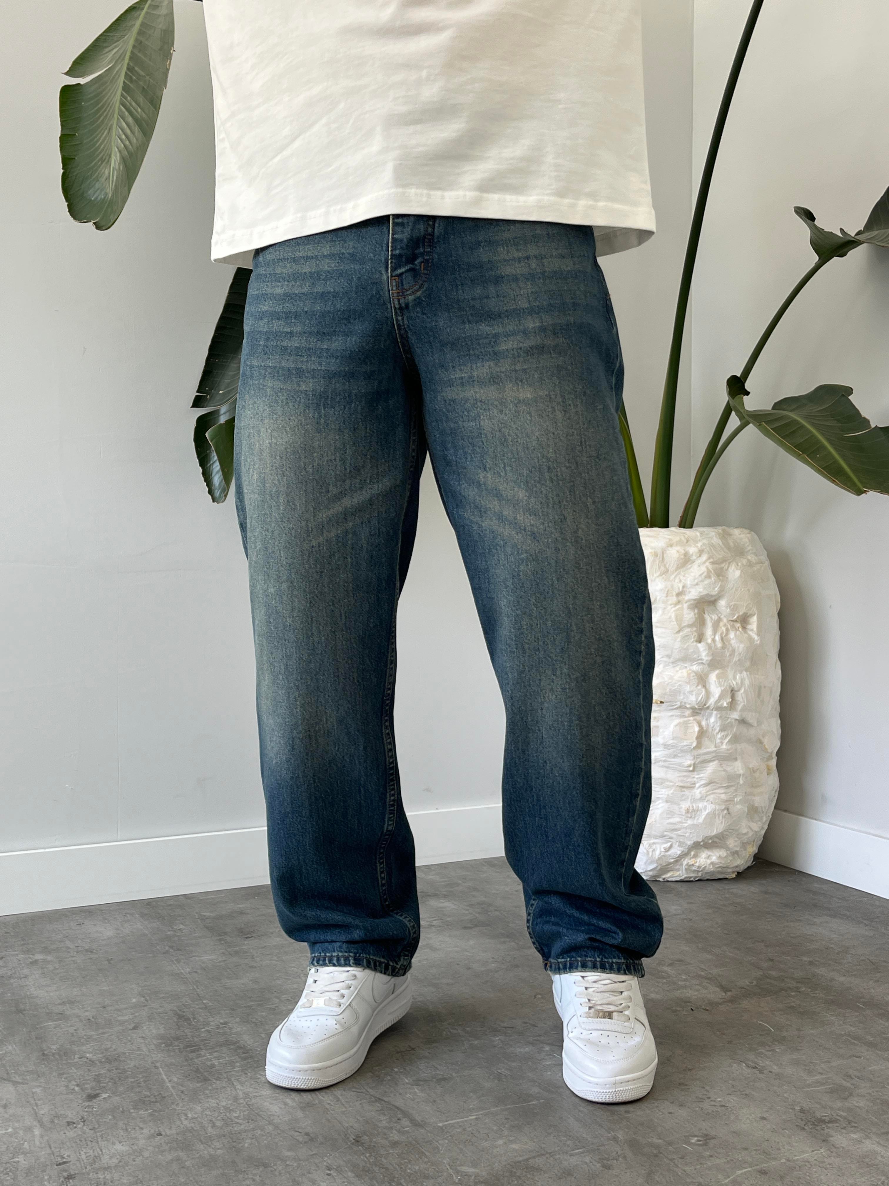 Rust Eskitme Taşlamalı Baggy Jean