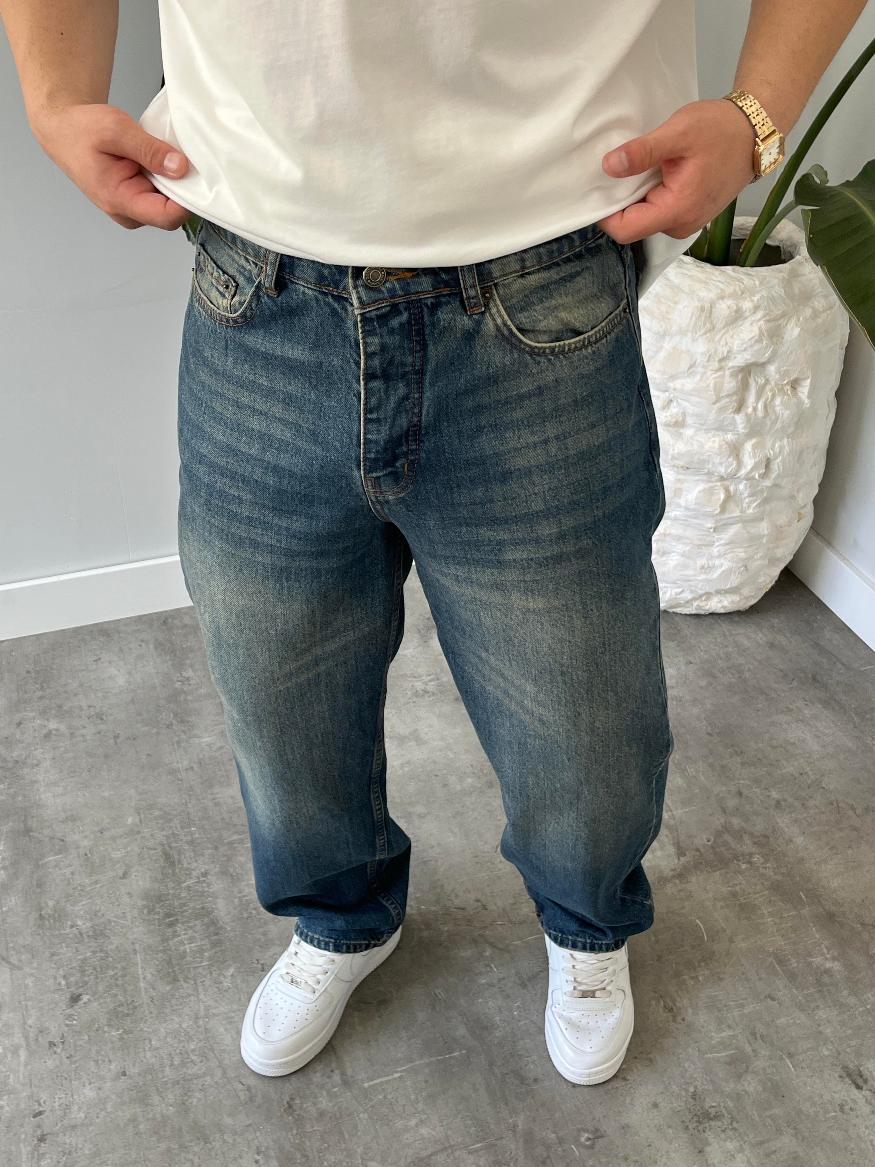 Rust Eskitme Taşlamalı Baggy Jean