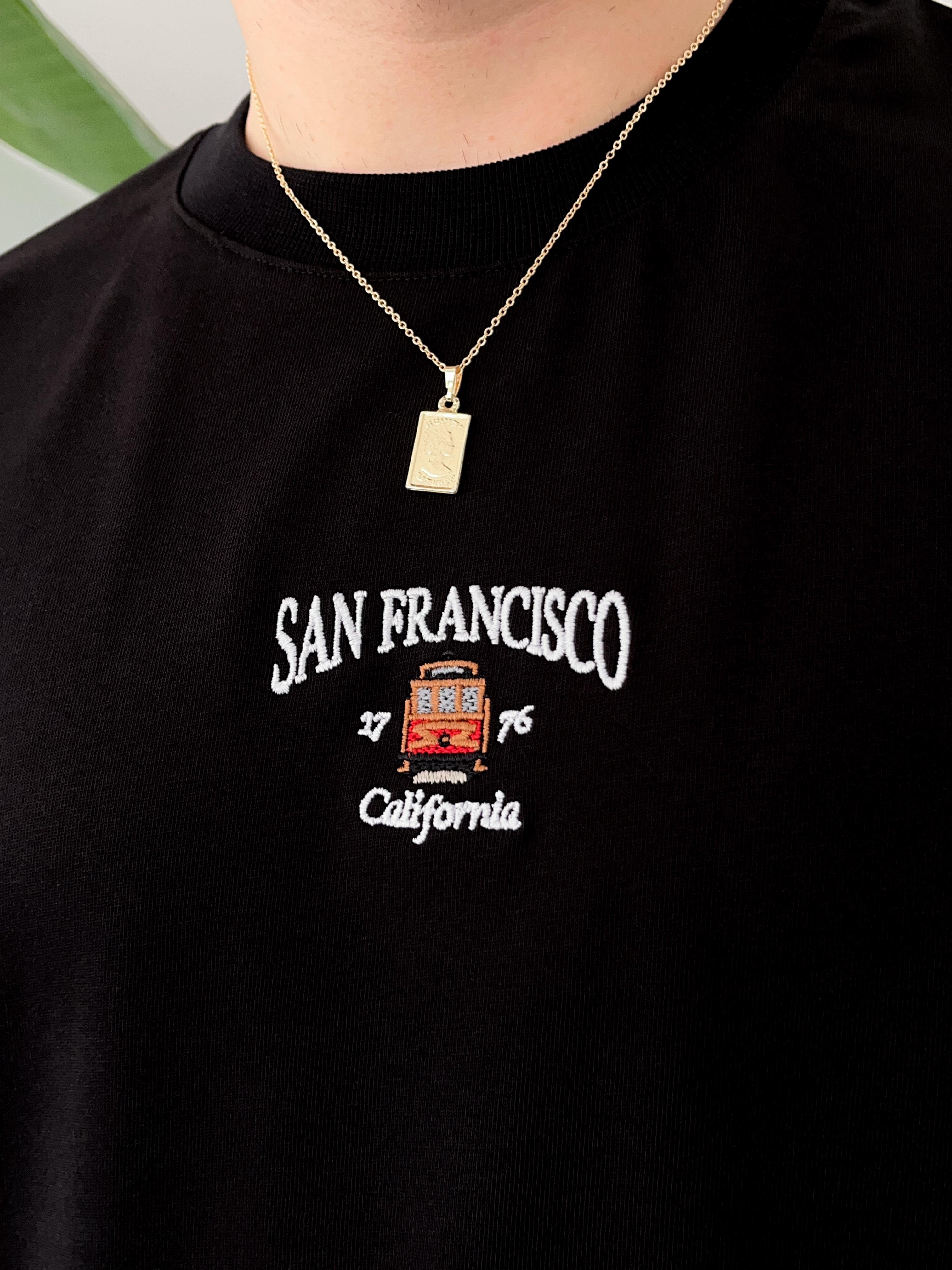 San Francisco Nakışlı Siyah Oversize  T-shirt