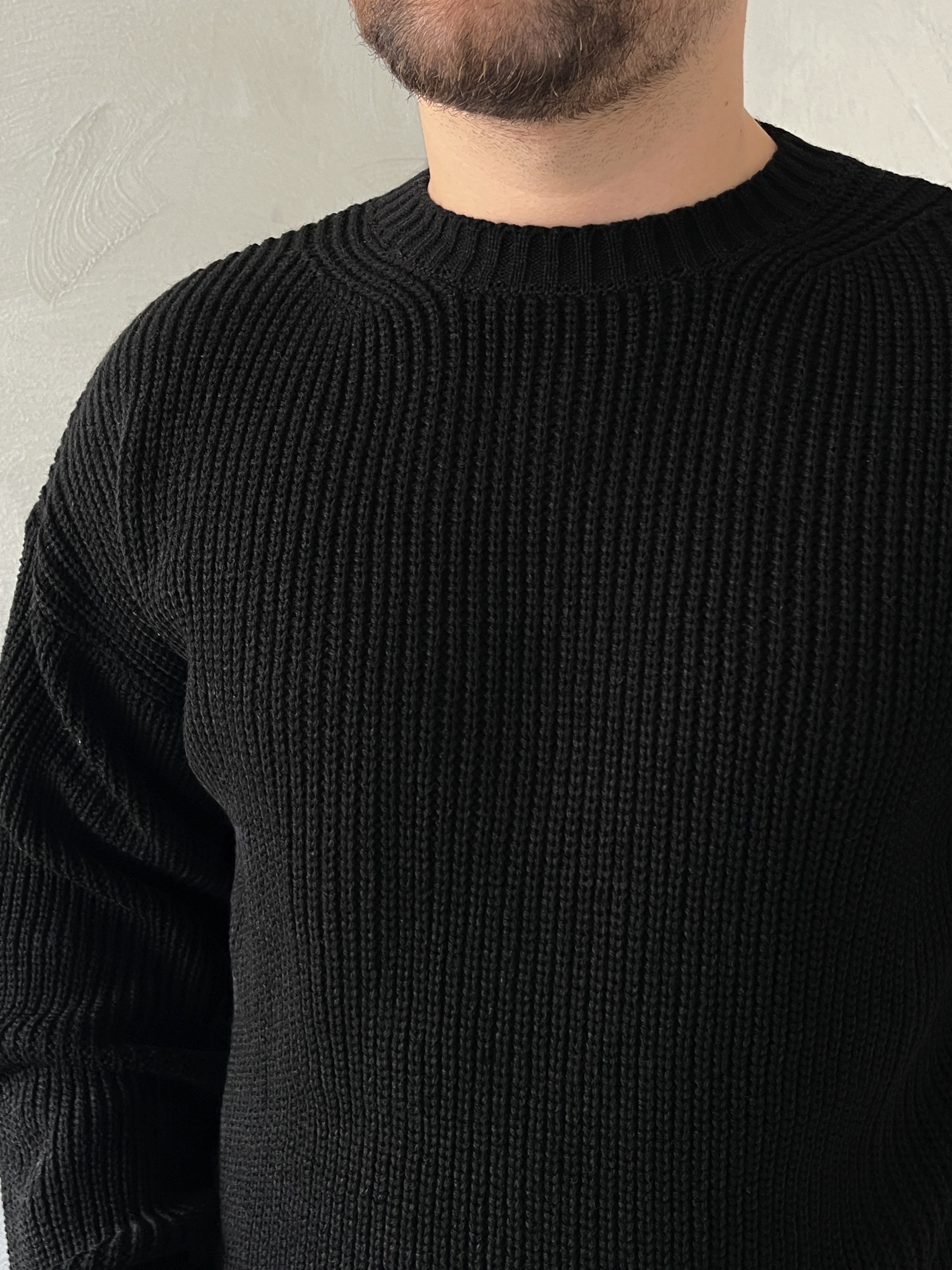 Siyah Basic Örgü Oversize Kazak