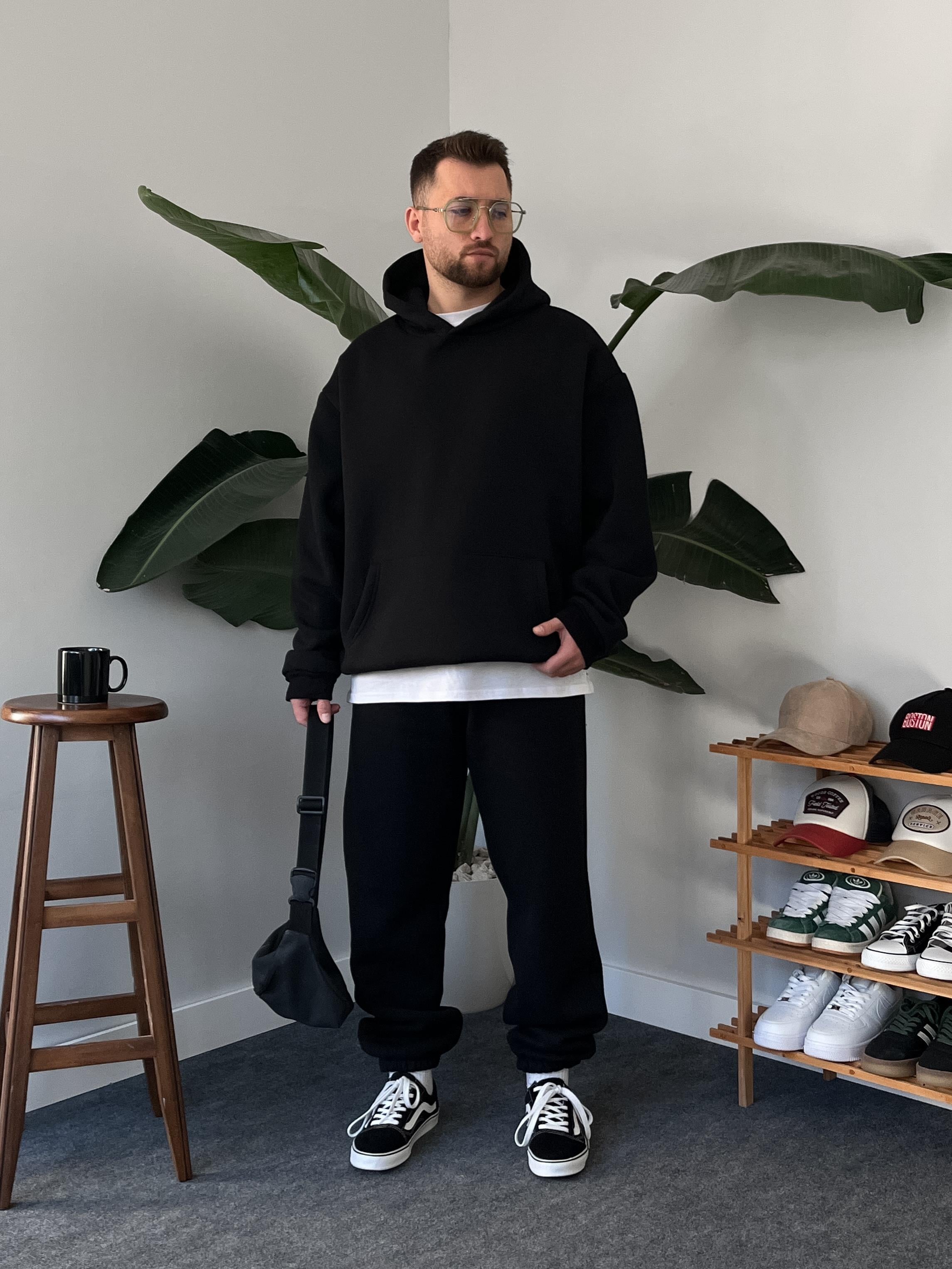 Siyah Basic Oversize Eşofman Takım