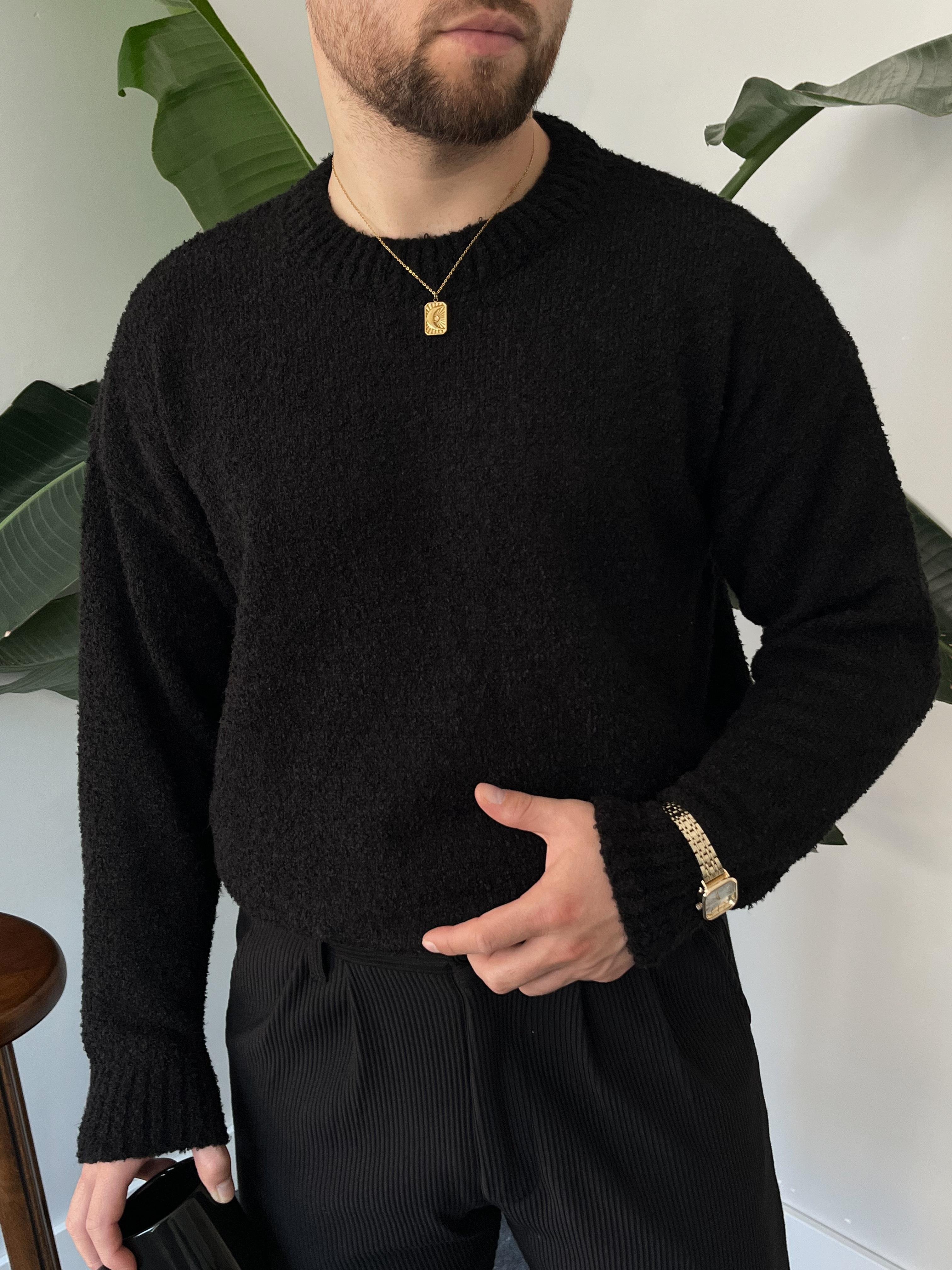 Siyah Elegance Soft Doku Kazak