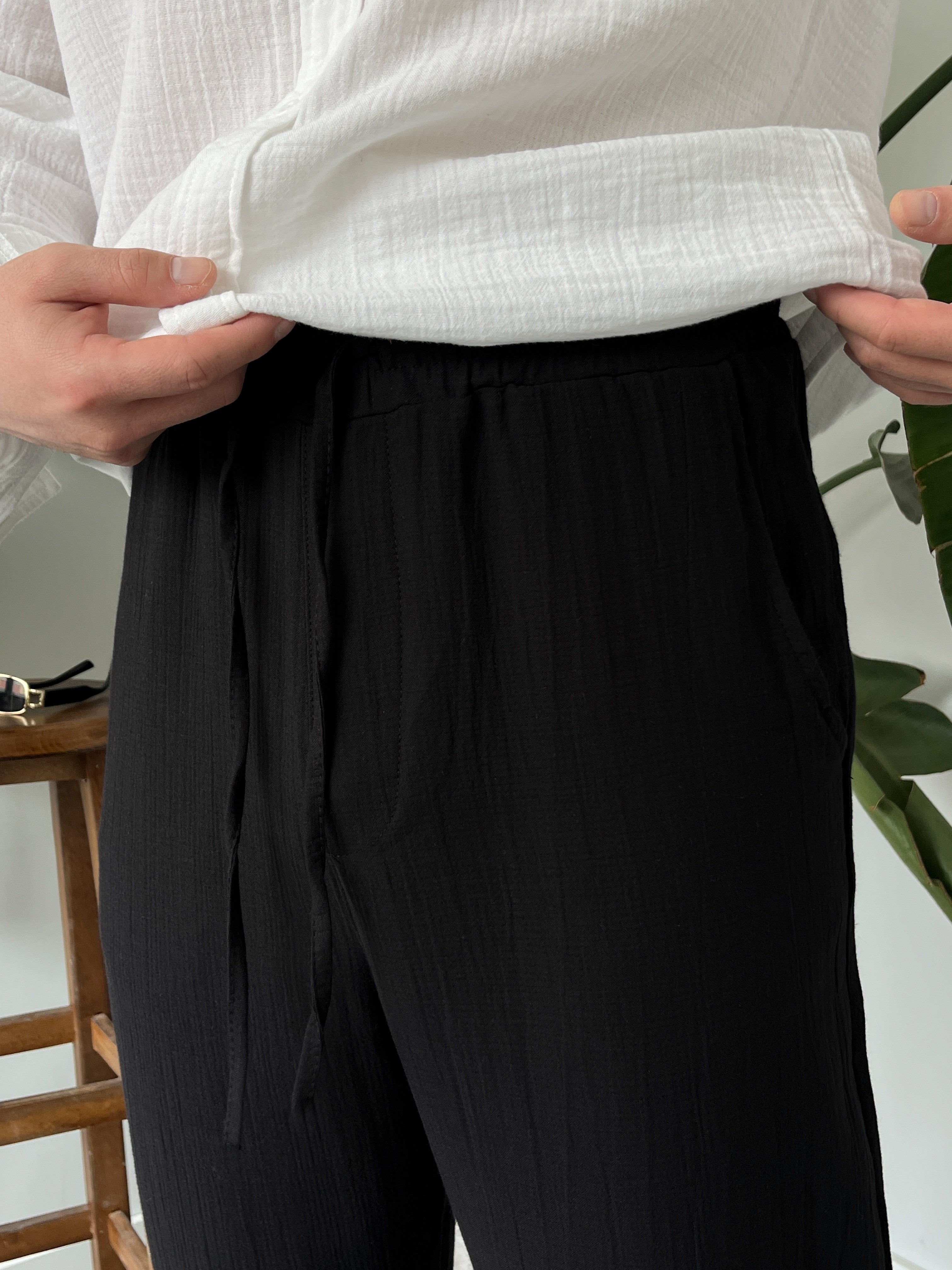 Siyah Müslin Baggy Pantolon