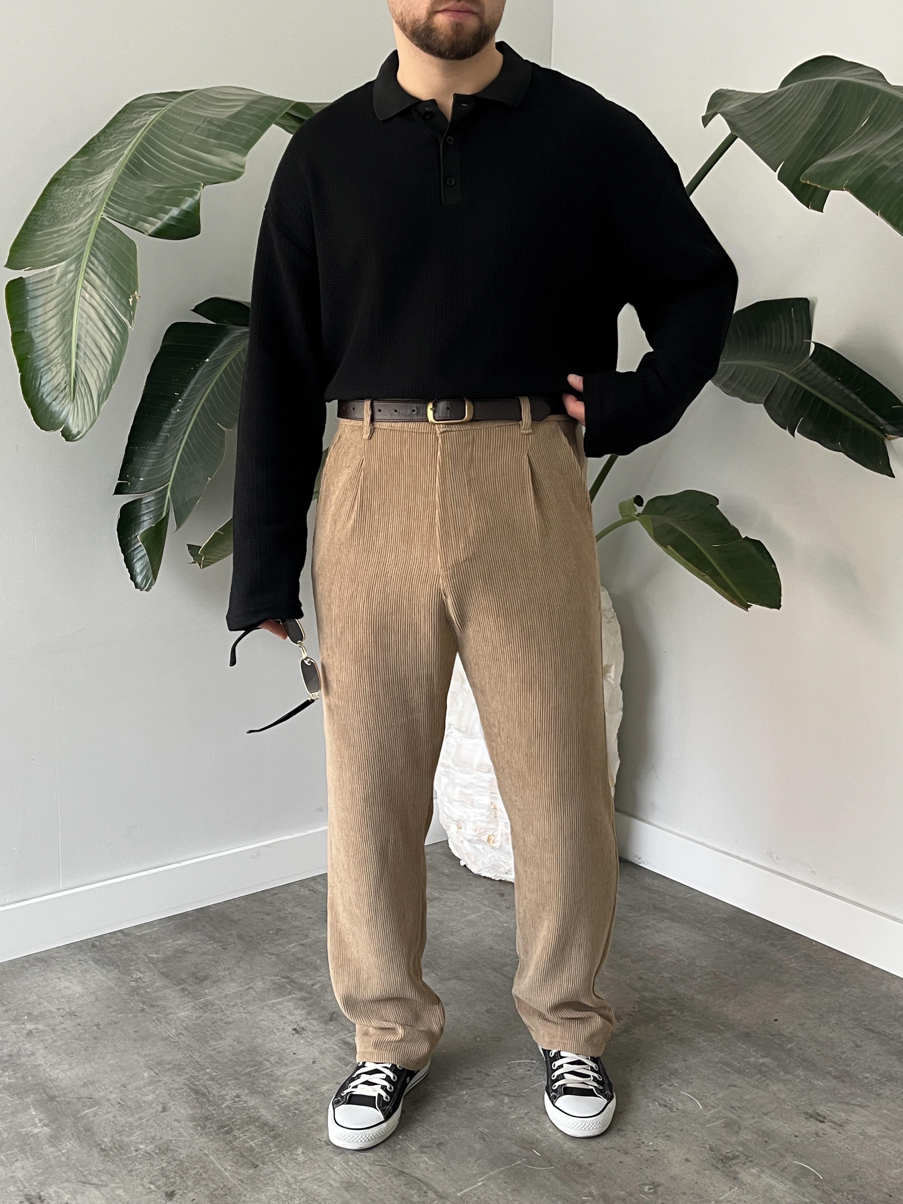 Siyah Waffle Dokulu Polo Yaka Örme Triko Sweatshirt