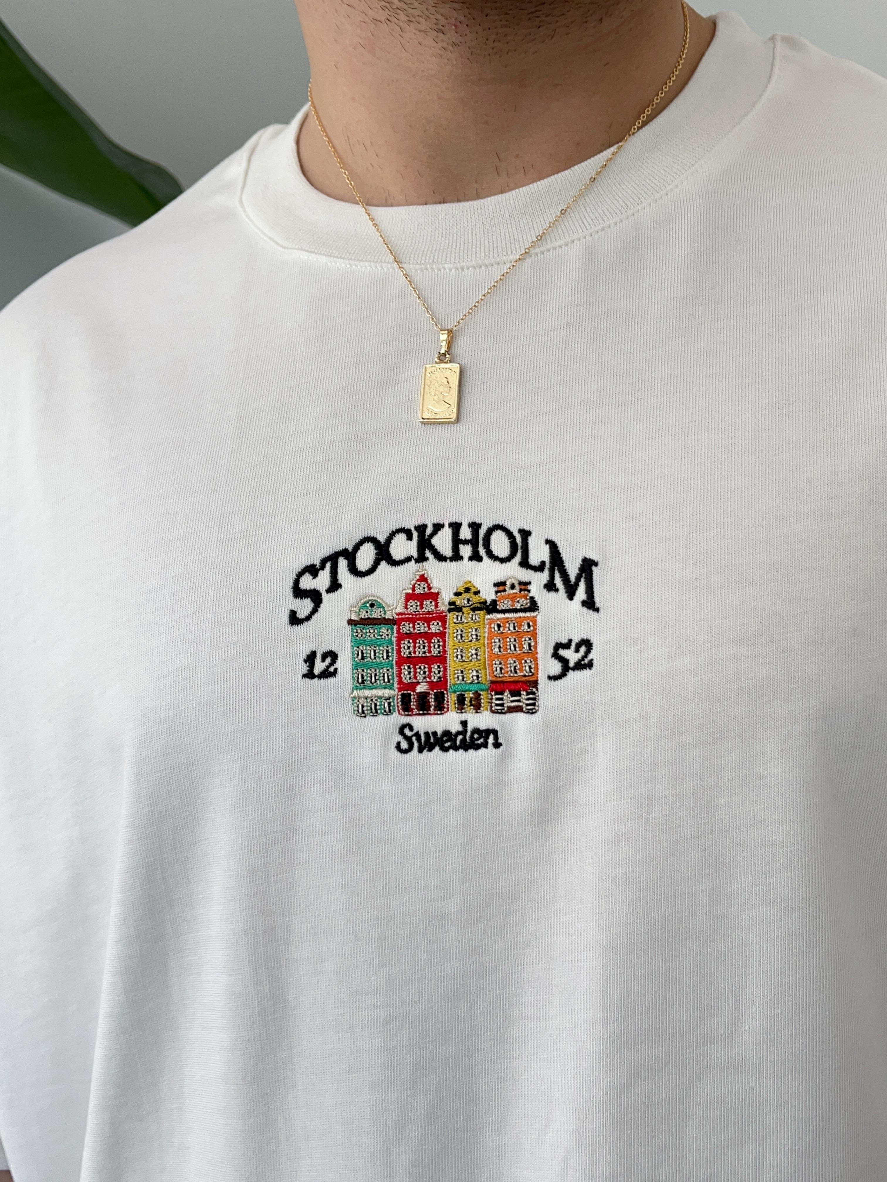 Stockholm Nakışlı Ekru Oversize  T-shirt