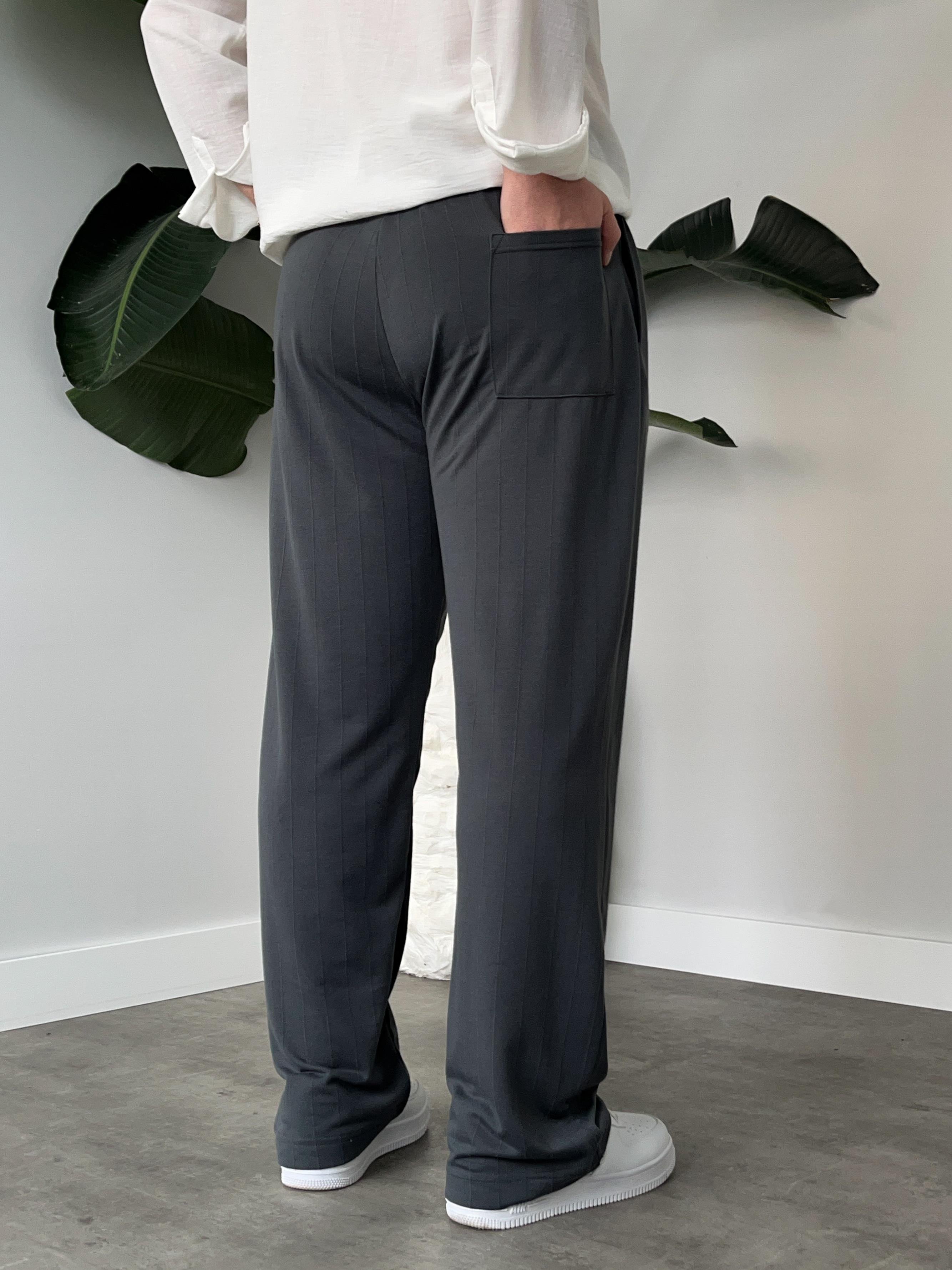 Stride Antrasit Çizgi Detaylı Baggy Pantolon