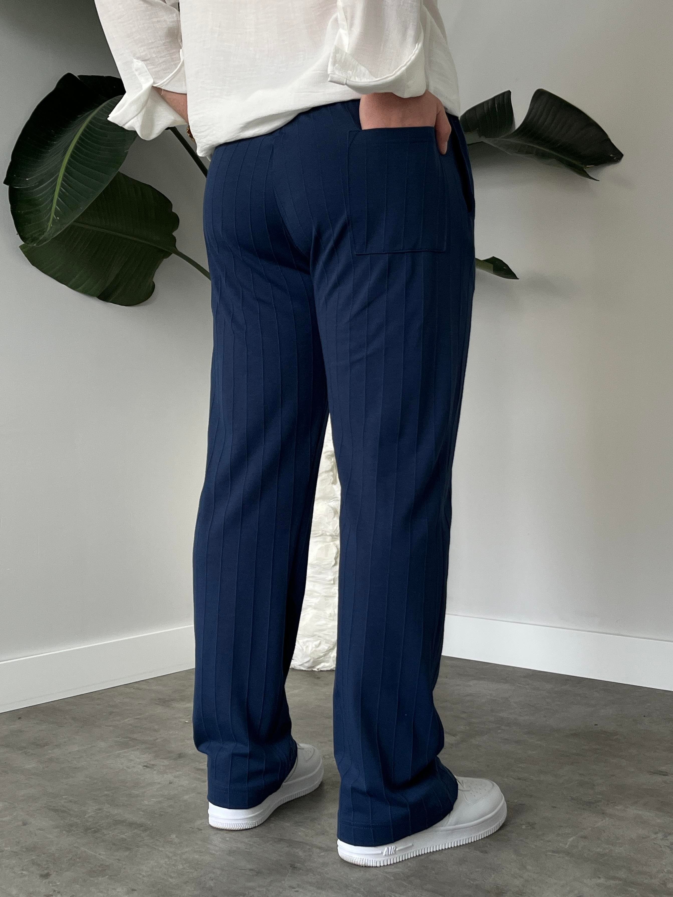Stride Lacivert Çizgi Detaylı Baggy Pantolon