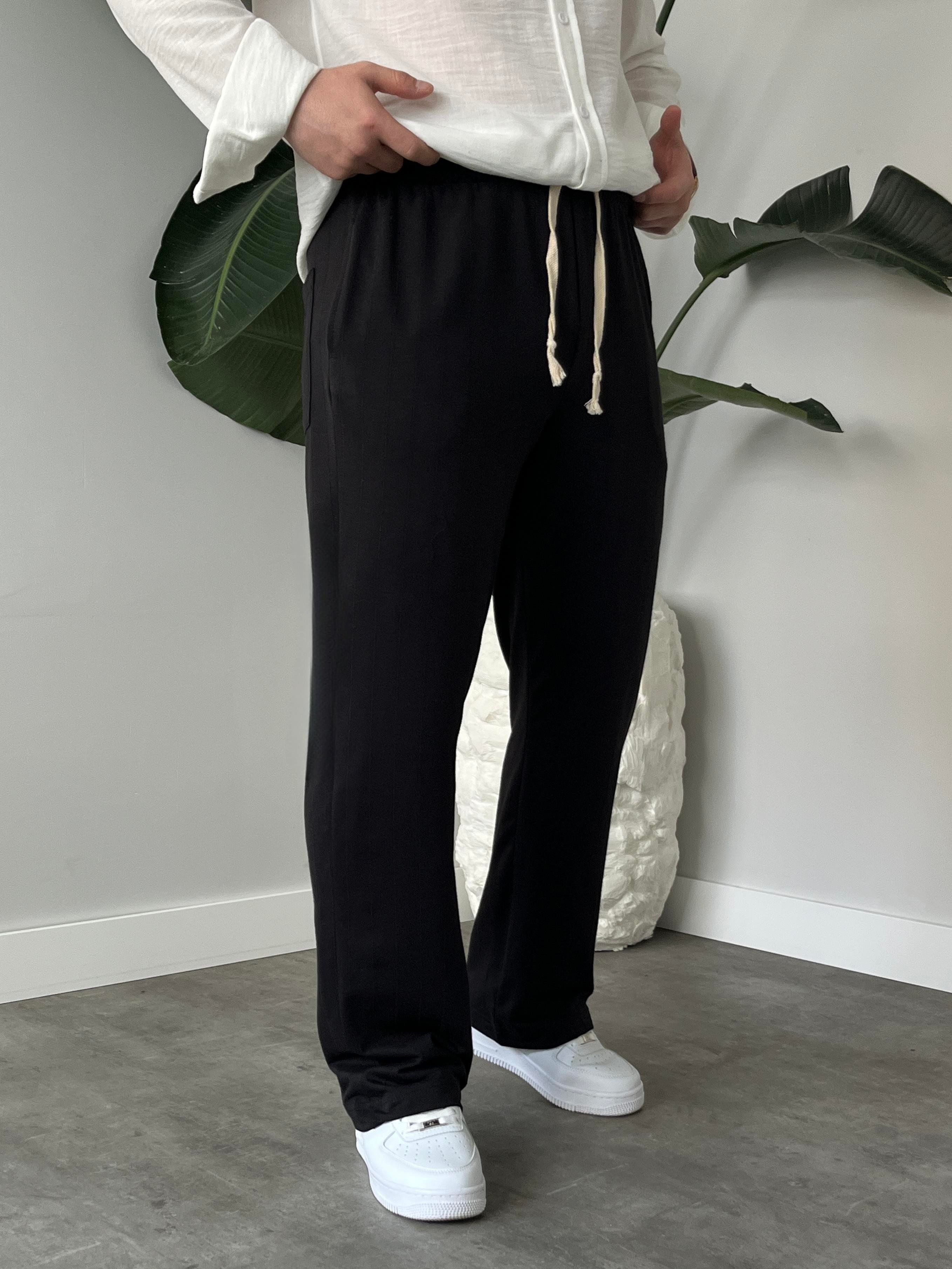 Stride Siyah Çizgi Detaylı Baggy Pantolon