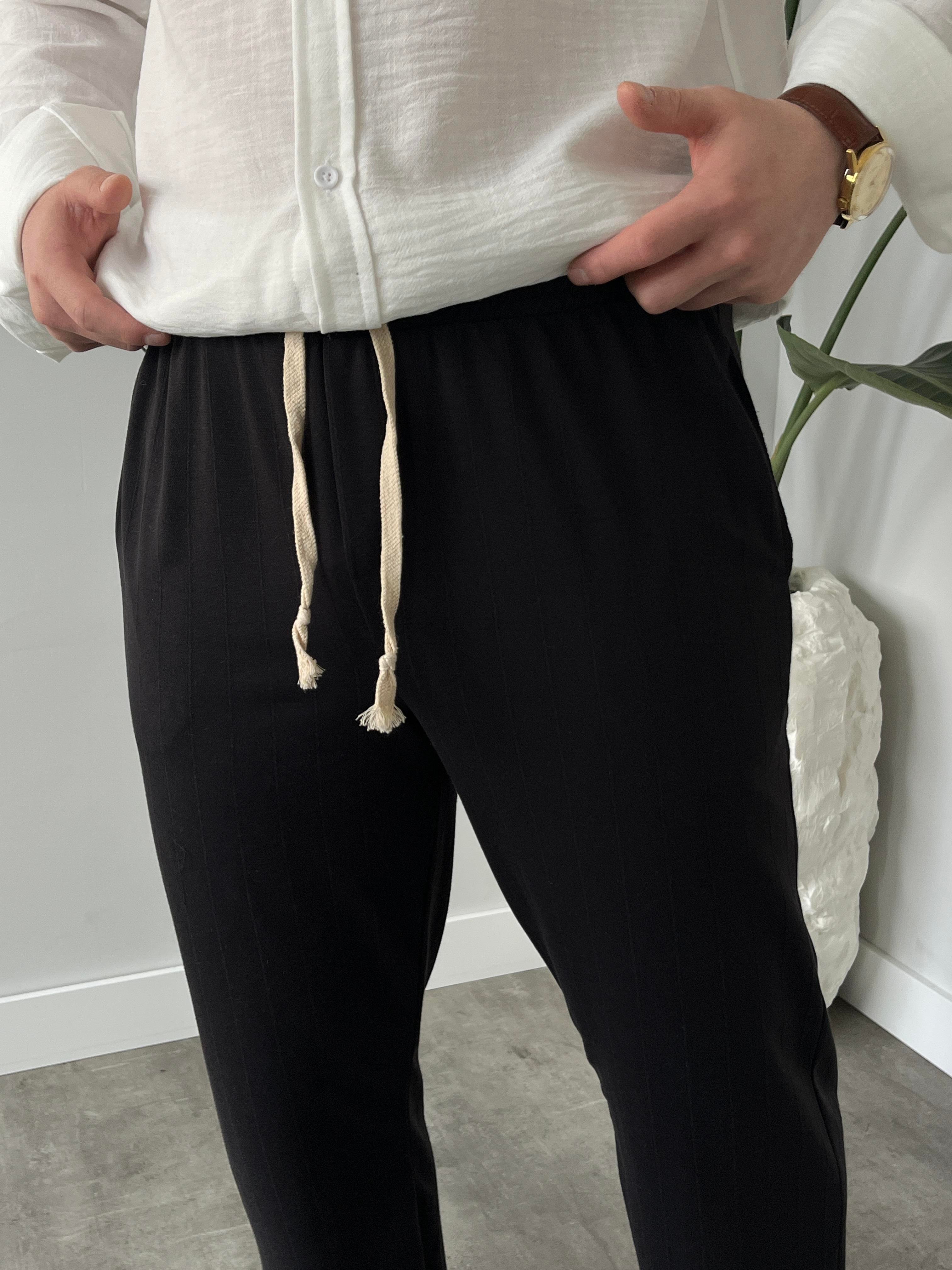 Stride Siyah Çizgi Detaylı Baggy Pantolon