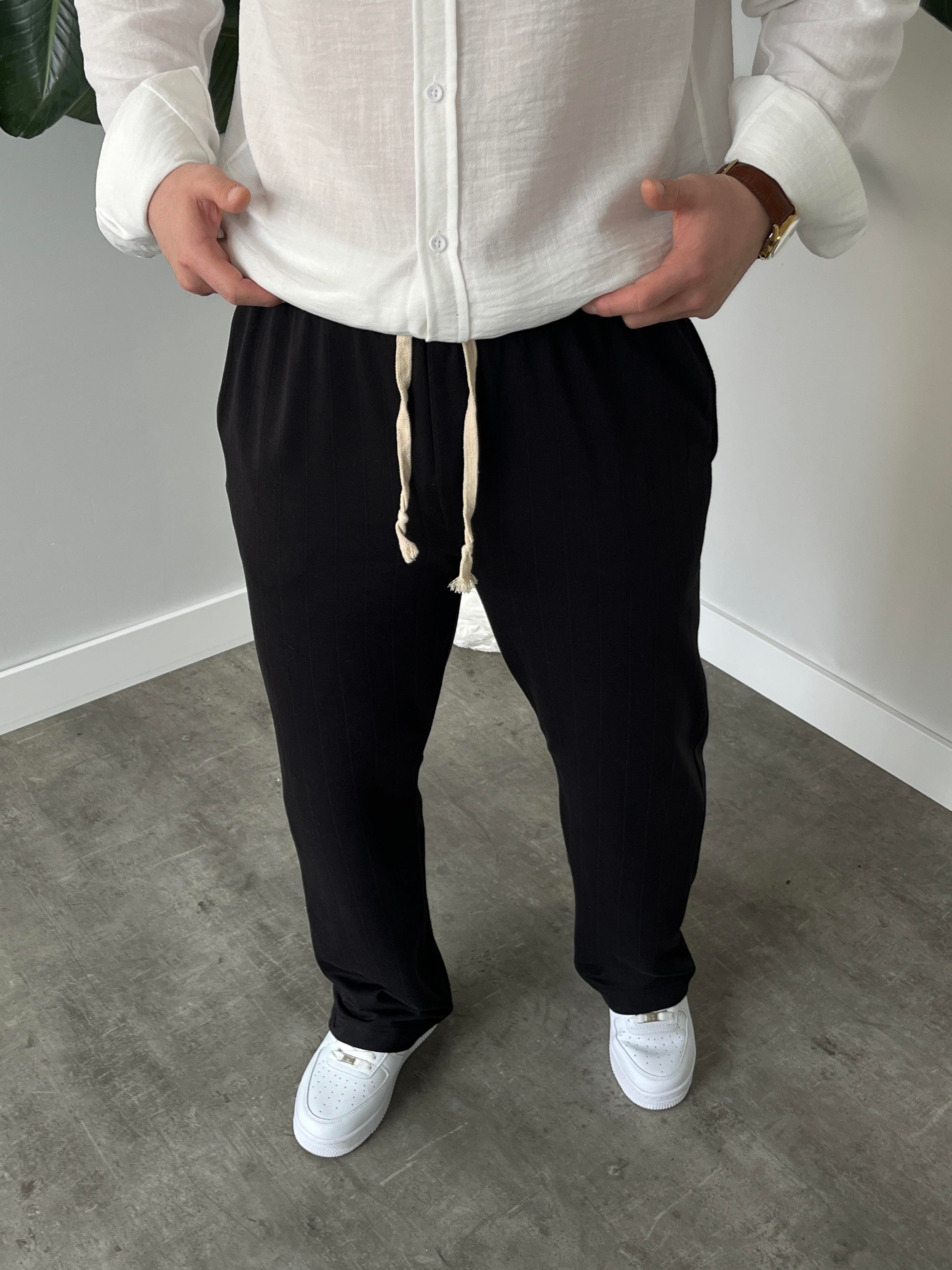 Stride Siyah Çizgi Detaylı Baggy Pantolon