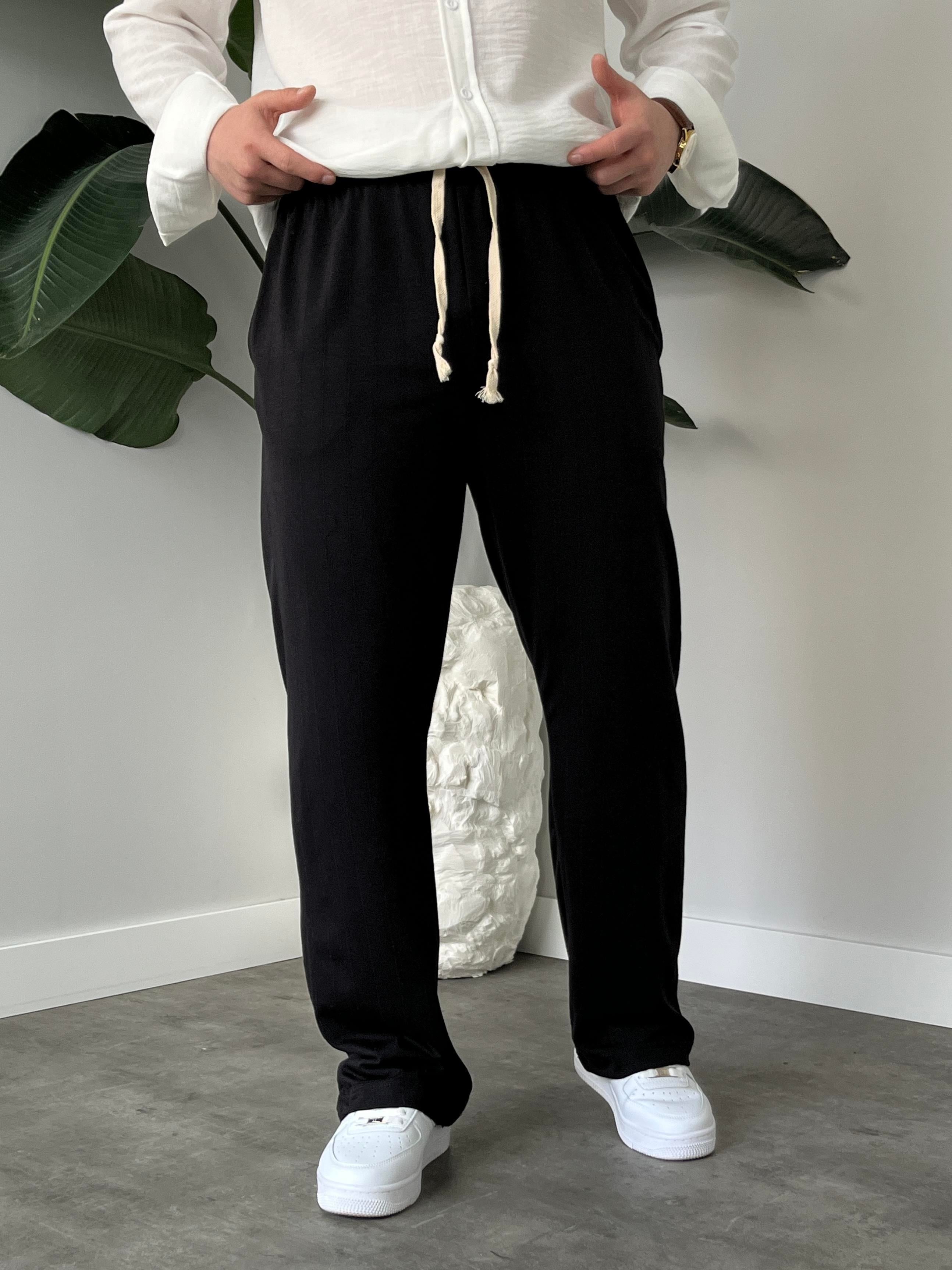 Stride Siyah Çizgi Detaylı Baggy Pantolon