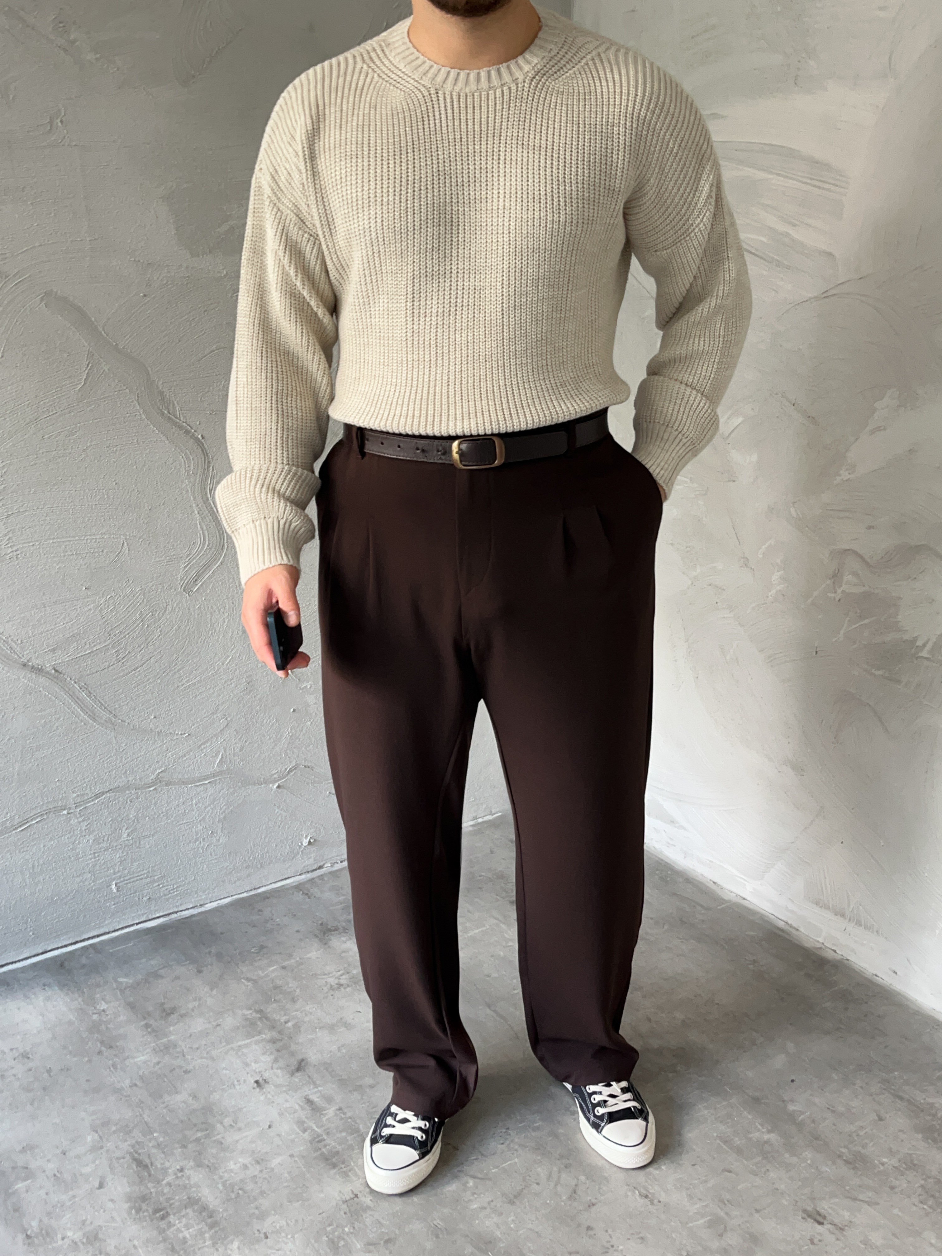 Taş Basic Örgü Oversize Kazak