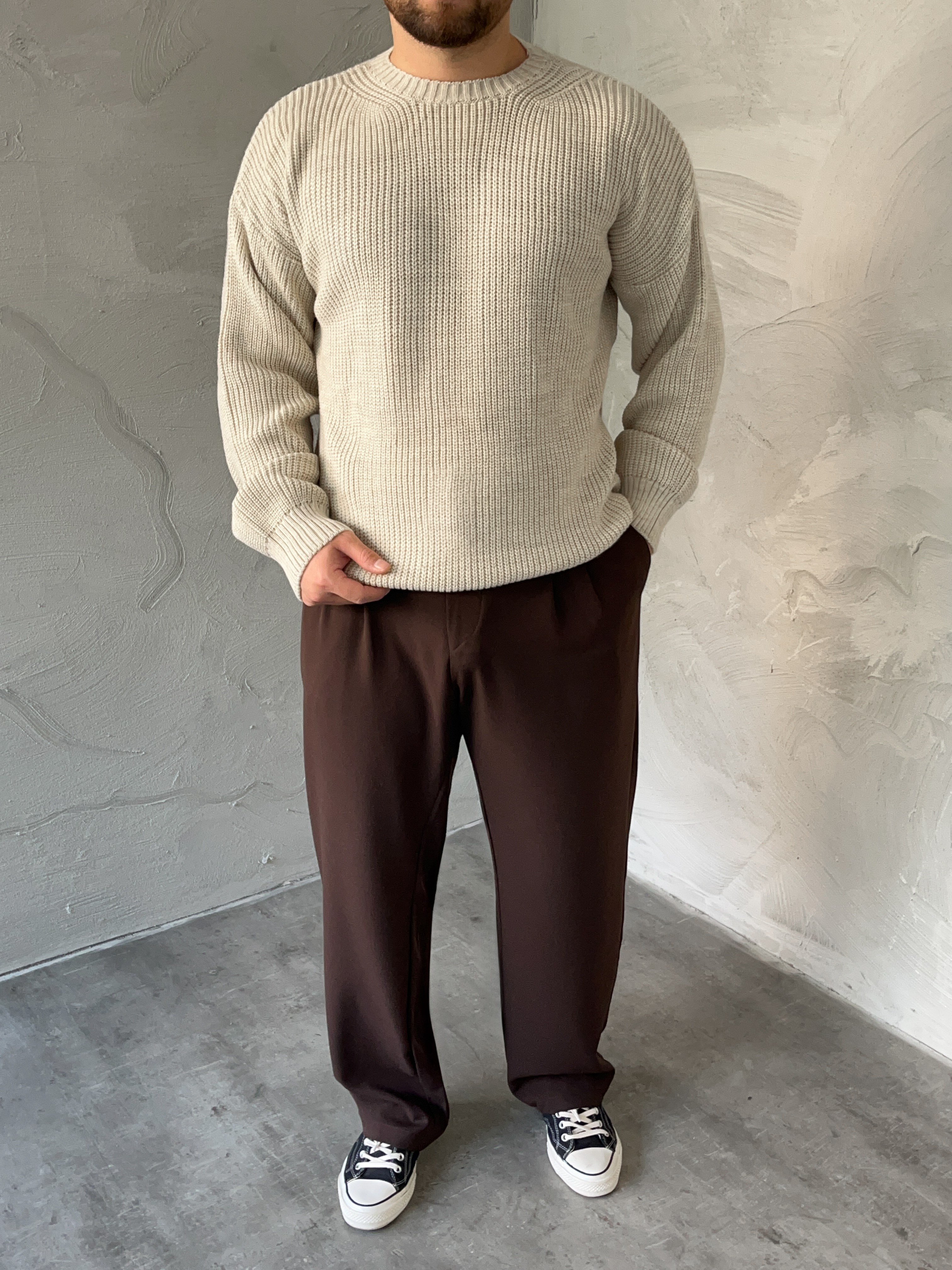 Taş Basic Örgü Oversize Kazak