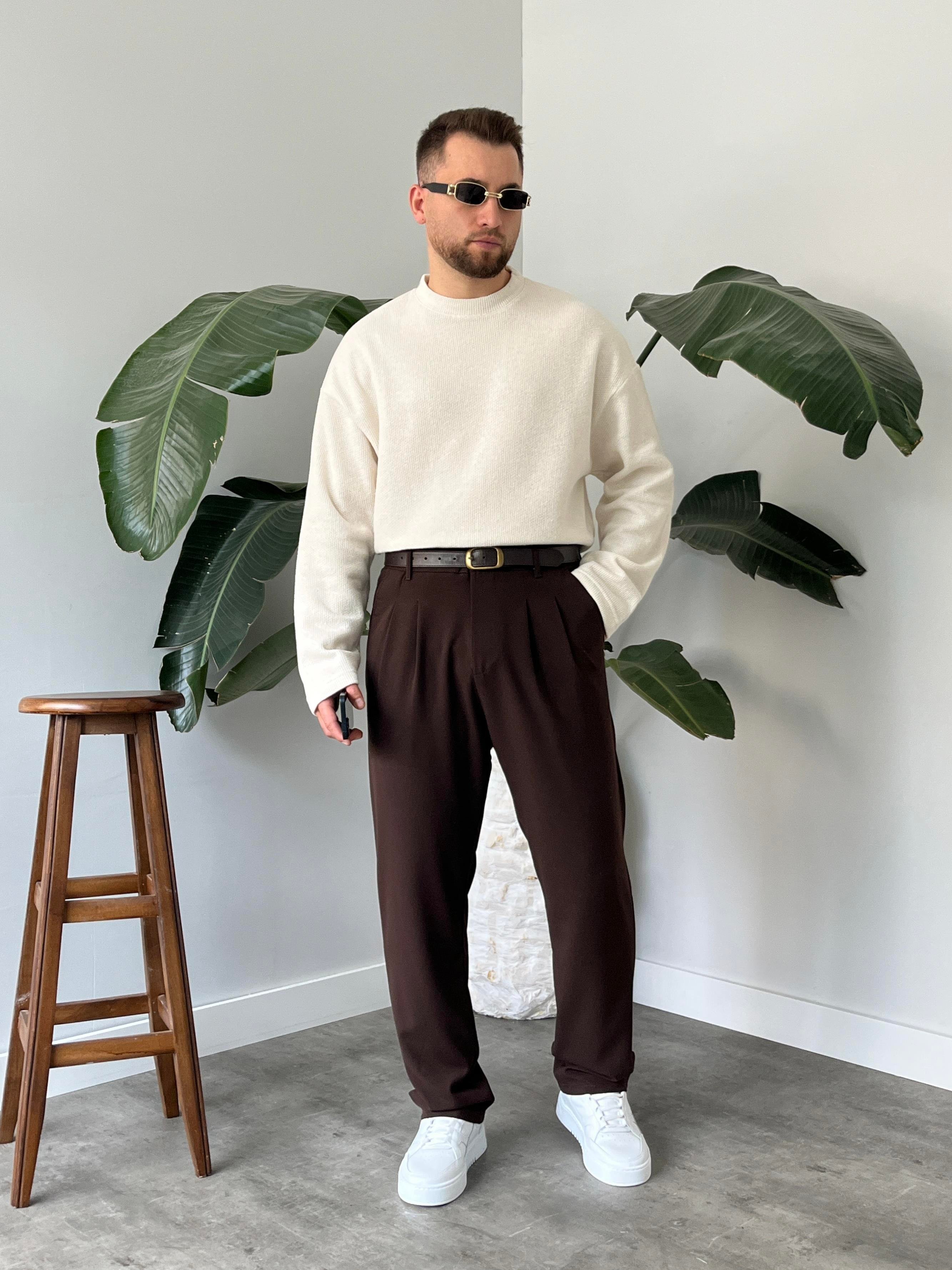 Taş Dokulu Örme Triko Sweatshirt