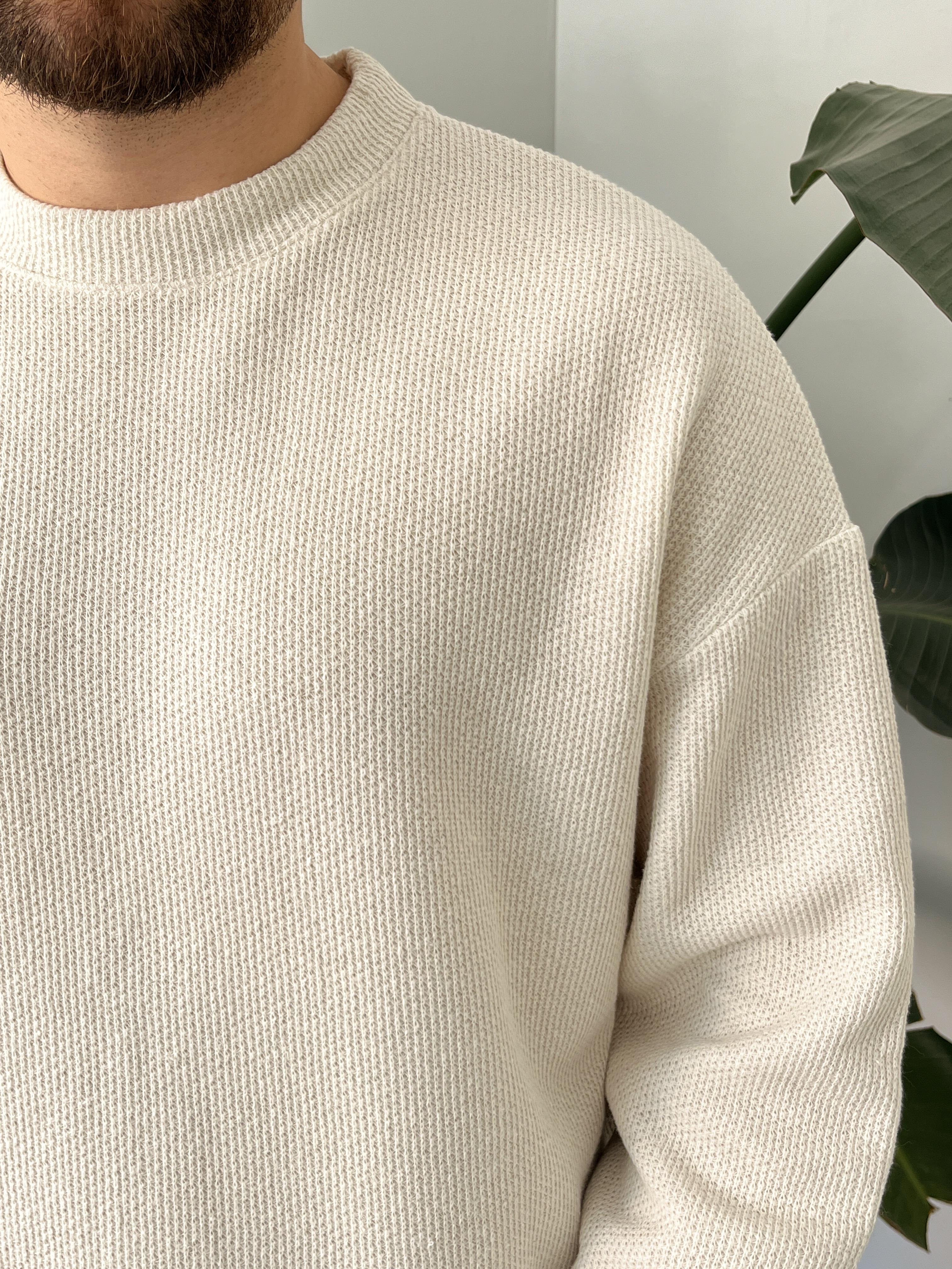 Taş Dokulu Örme Triko Sweatshirt