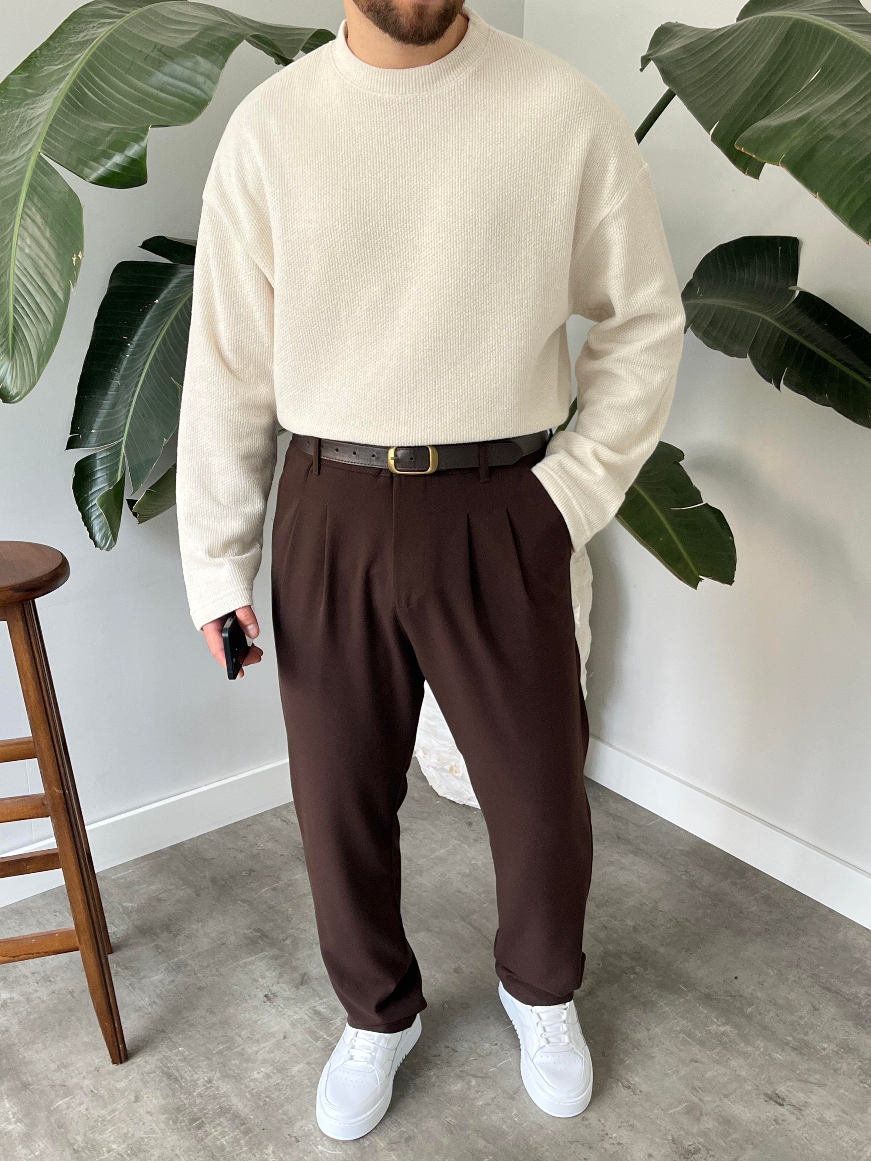 Taş Dokulu Örme Triko Sweatshirt