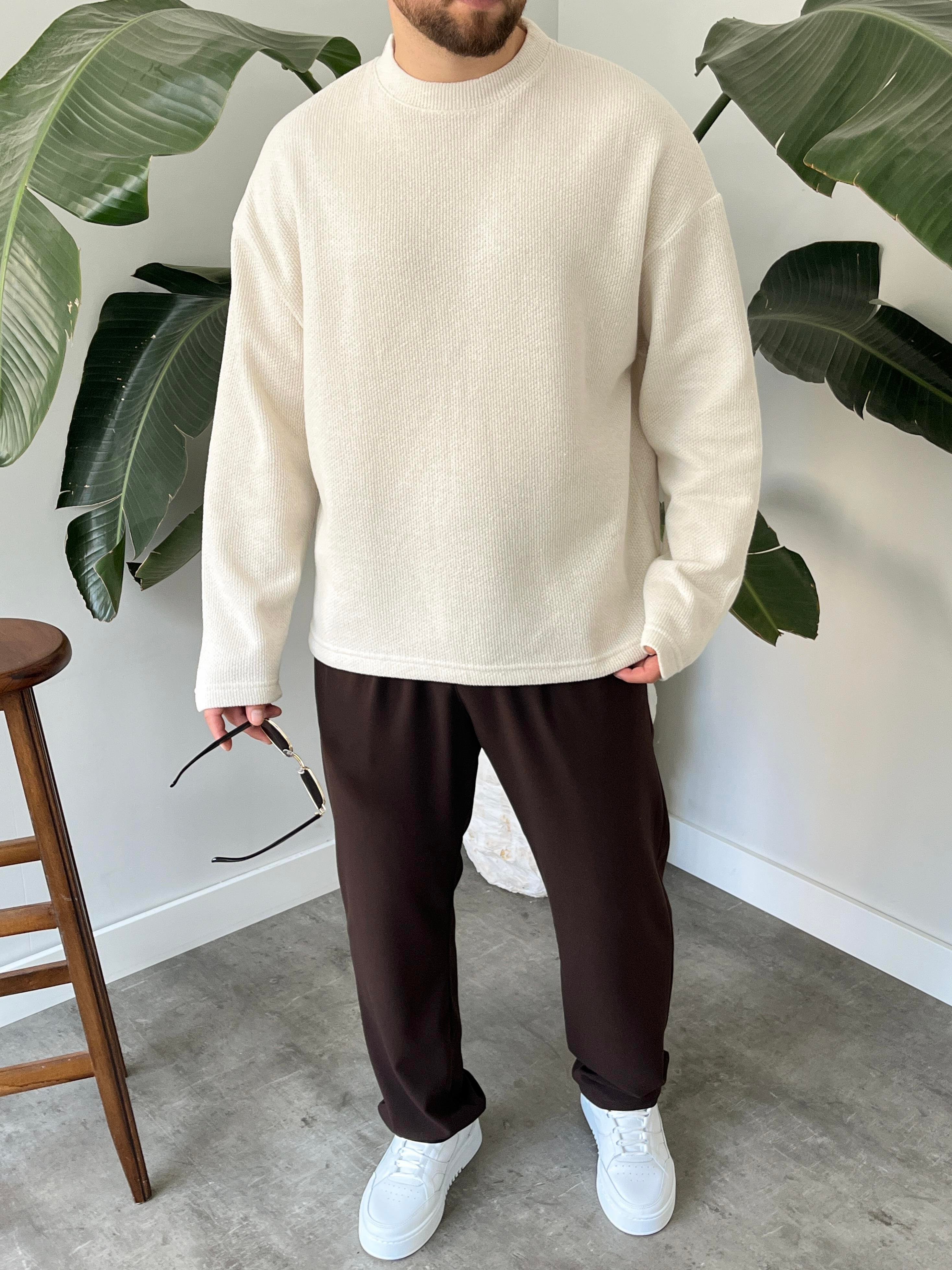 Taş Dokulu Örme Triko Sweatshirt