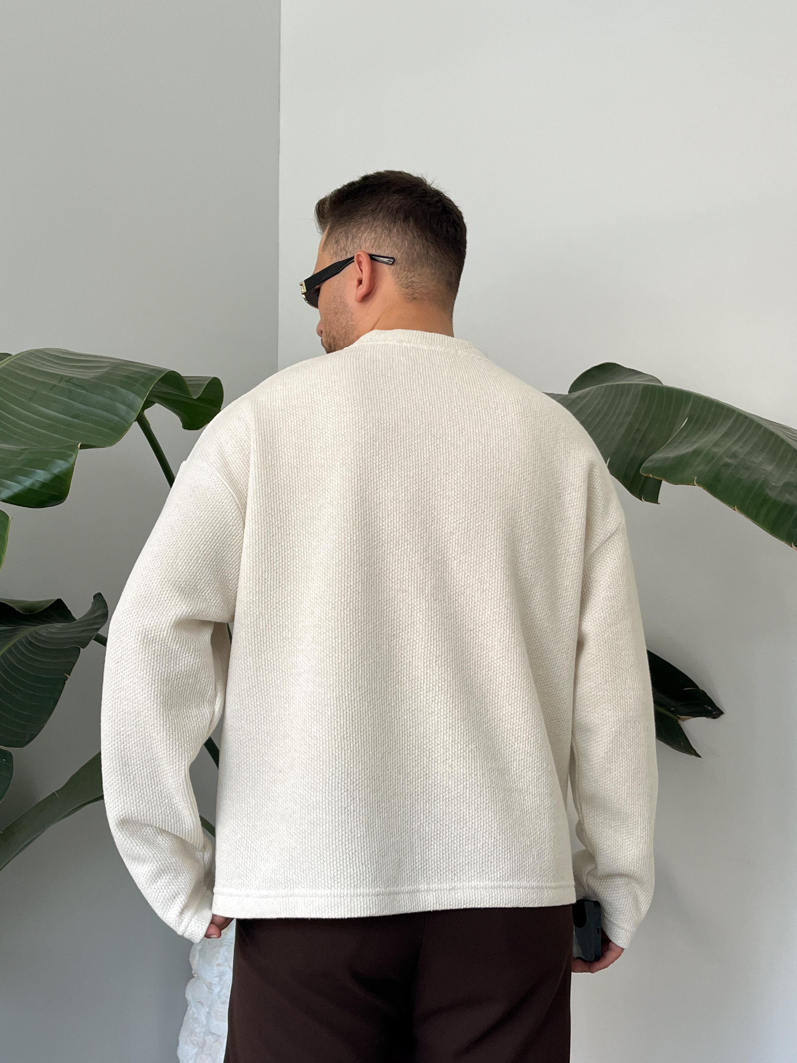 Taş Dokulu Örme Triko Sweatshirt