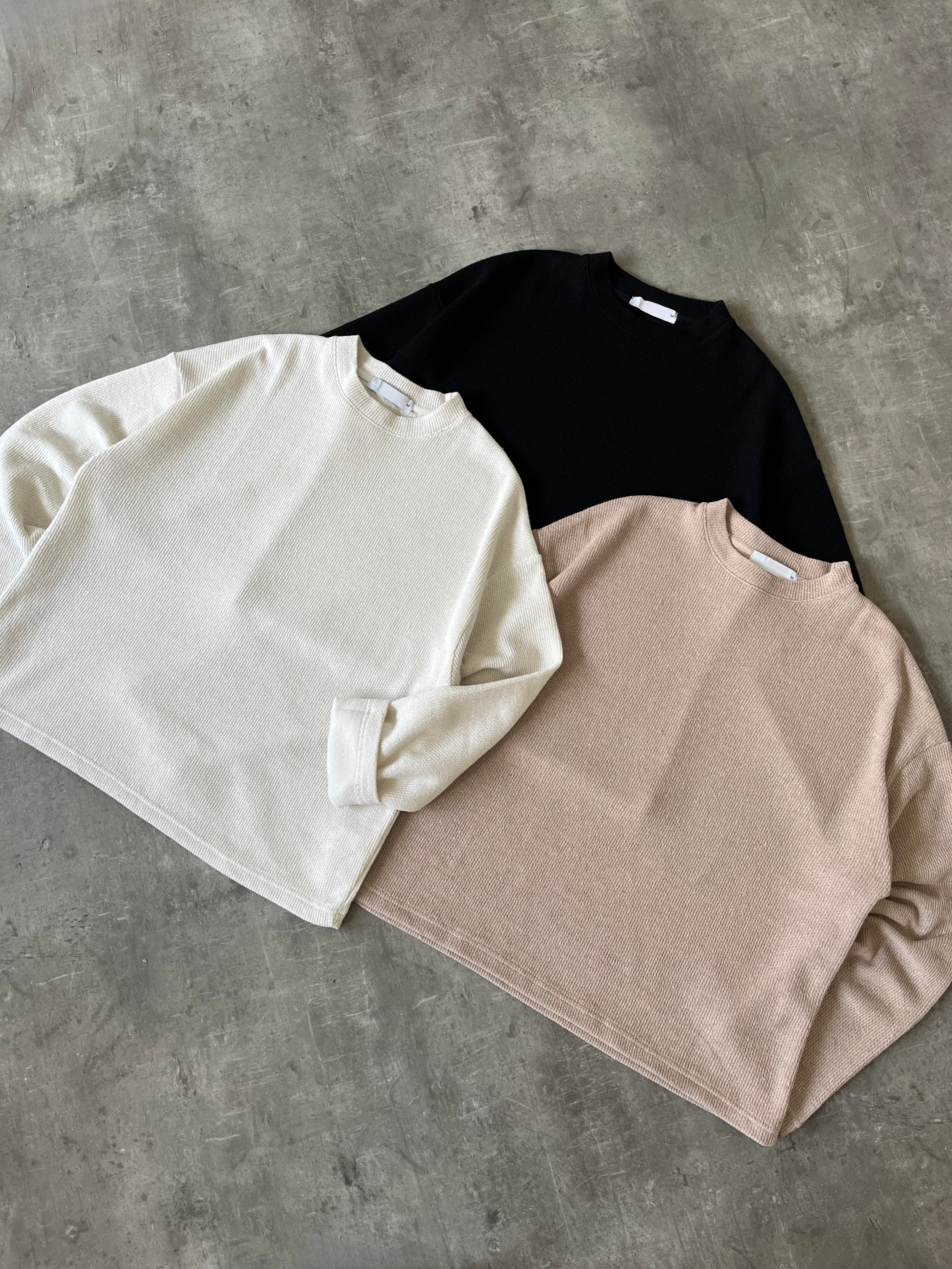 Taş Dokulu Örme Triko Sweatshirt