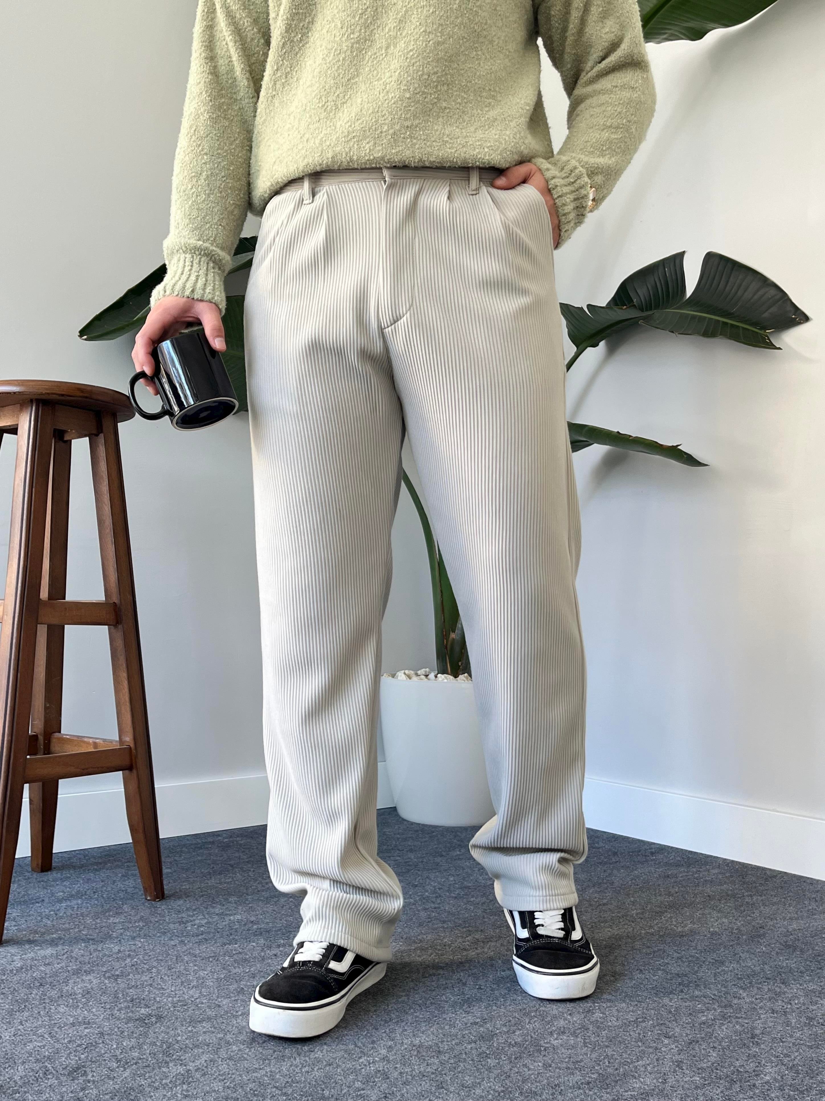 Taş Pileli Fitilli Baggy Pantolon