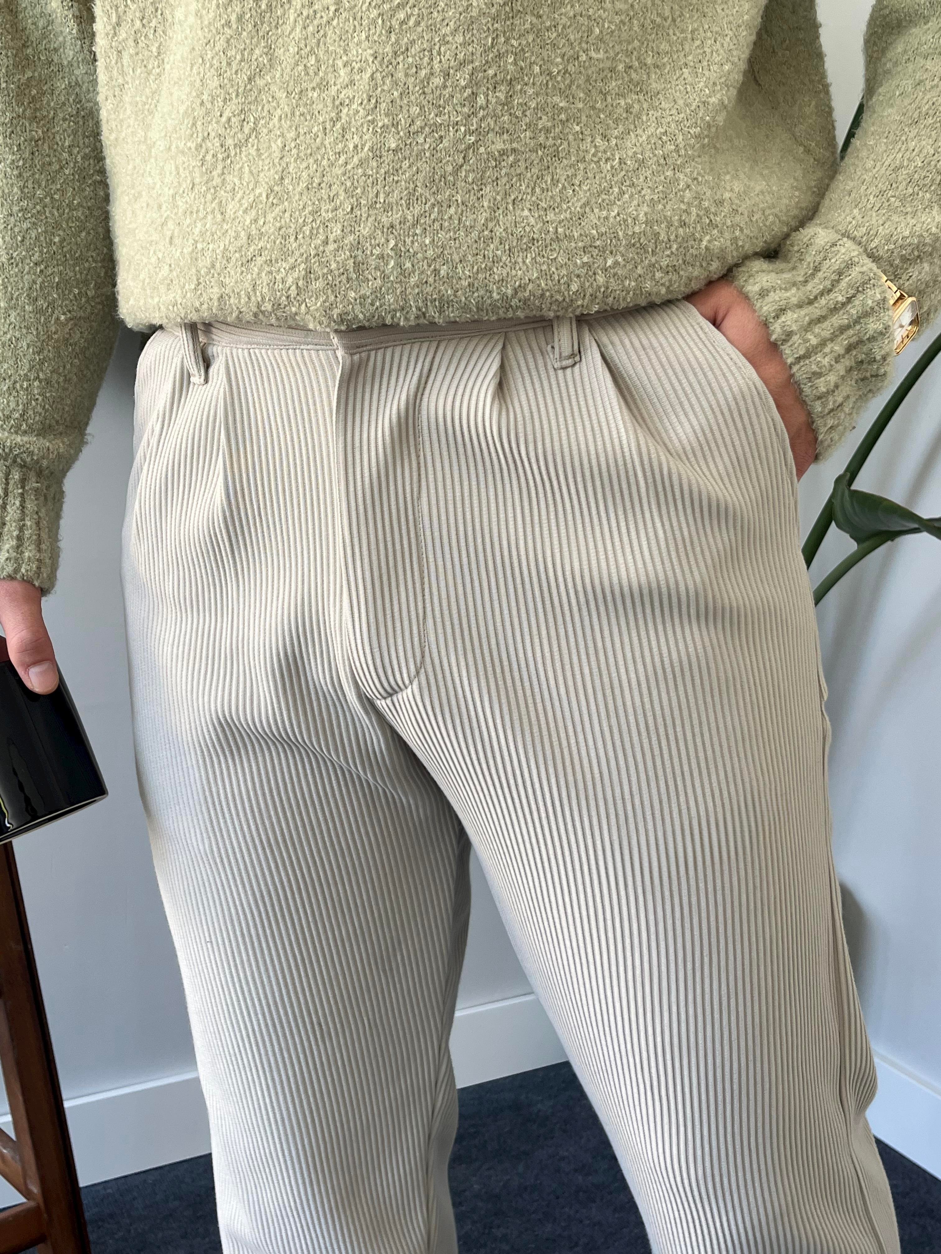 Taş Pileli Fitilli Baggy Pantolon