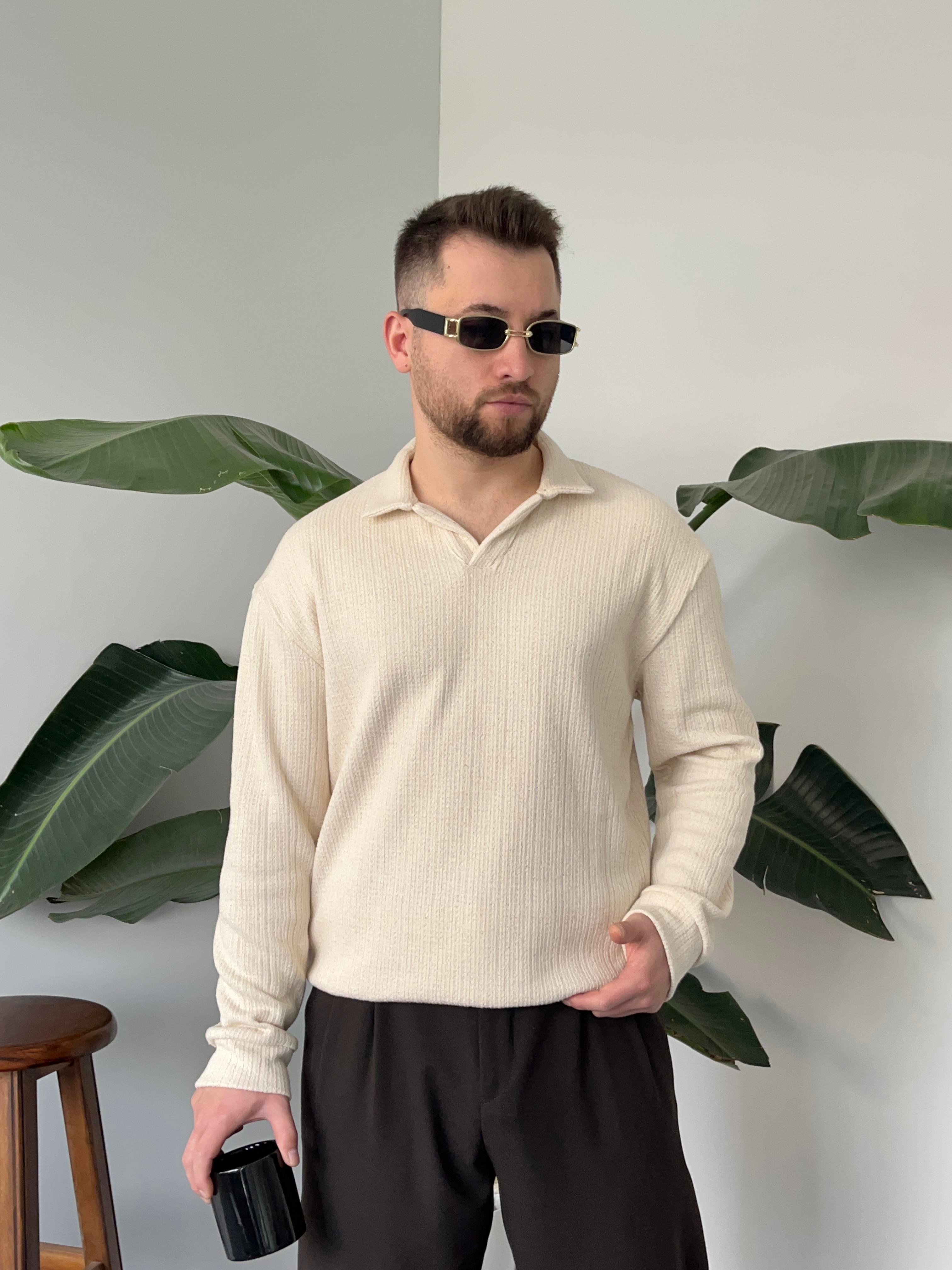 Velar Krem Polo Yaka Triko Kazak