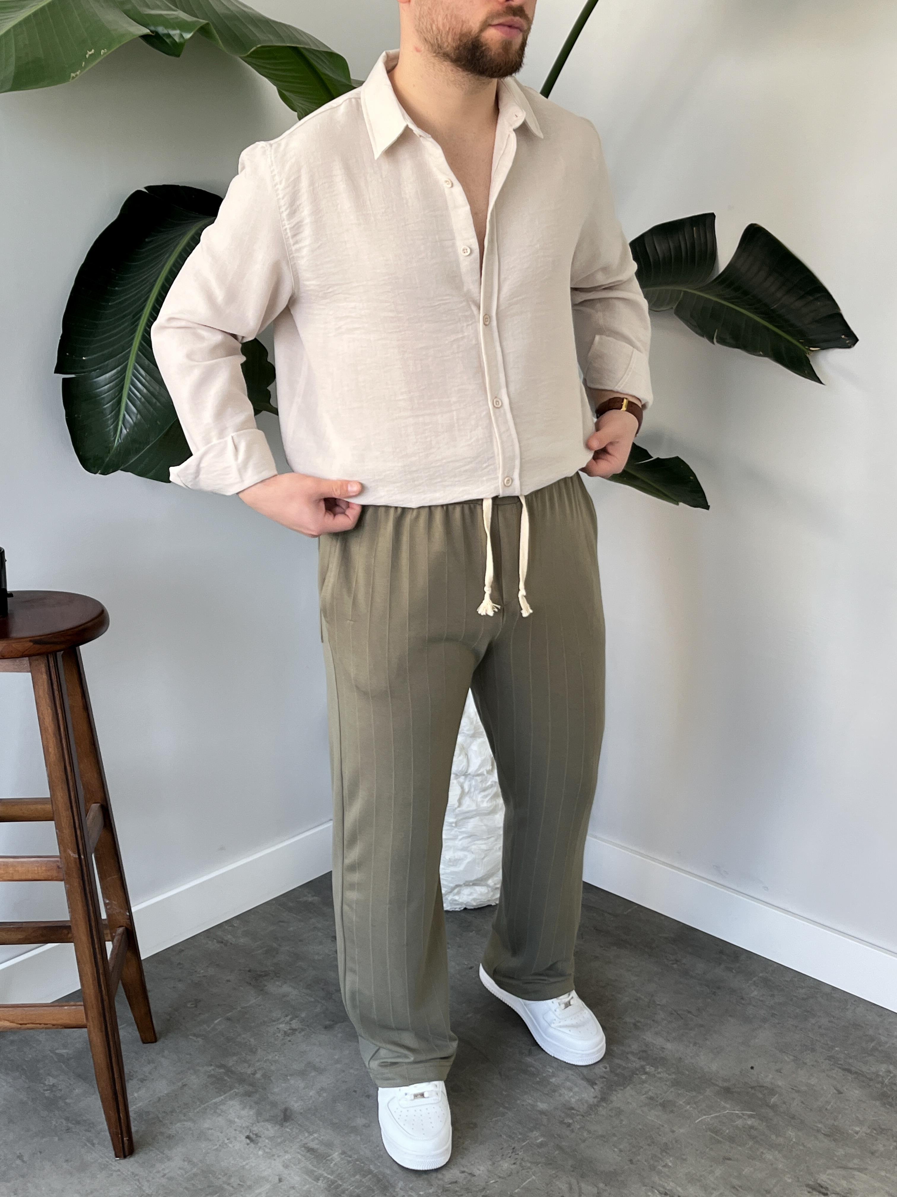 Vento Krem Krinkıl Kumaş Oversize Gömlek
