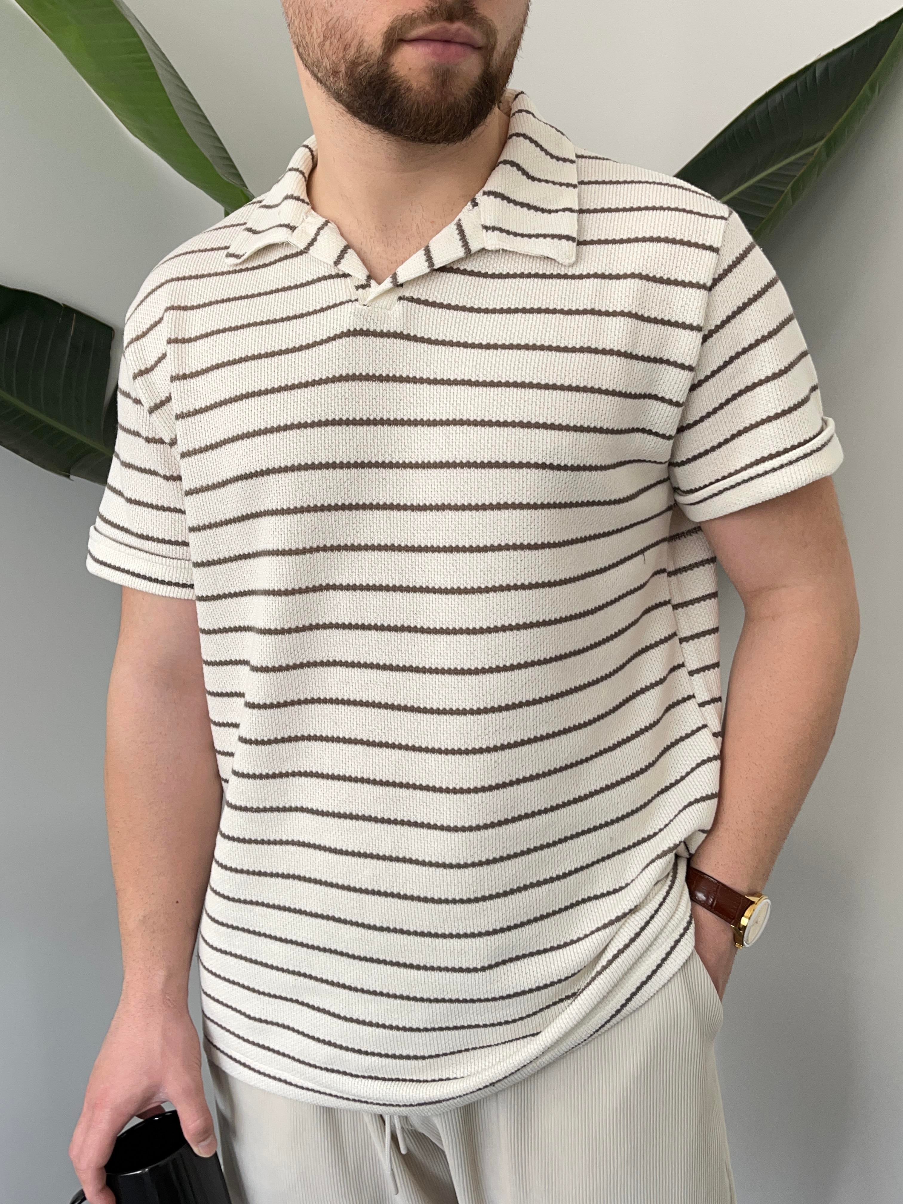 Vizon Çizgili Örgü T-shirt