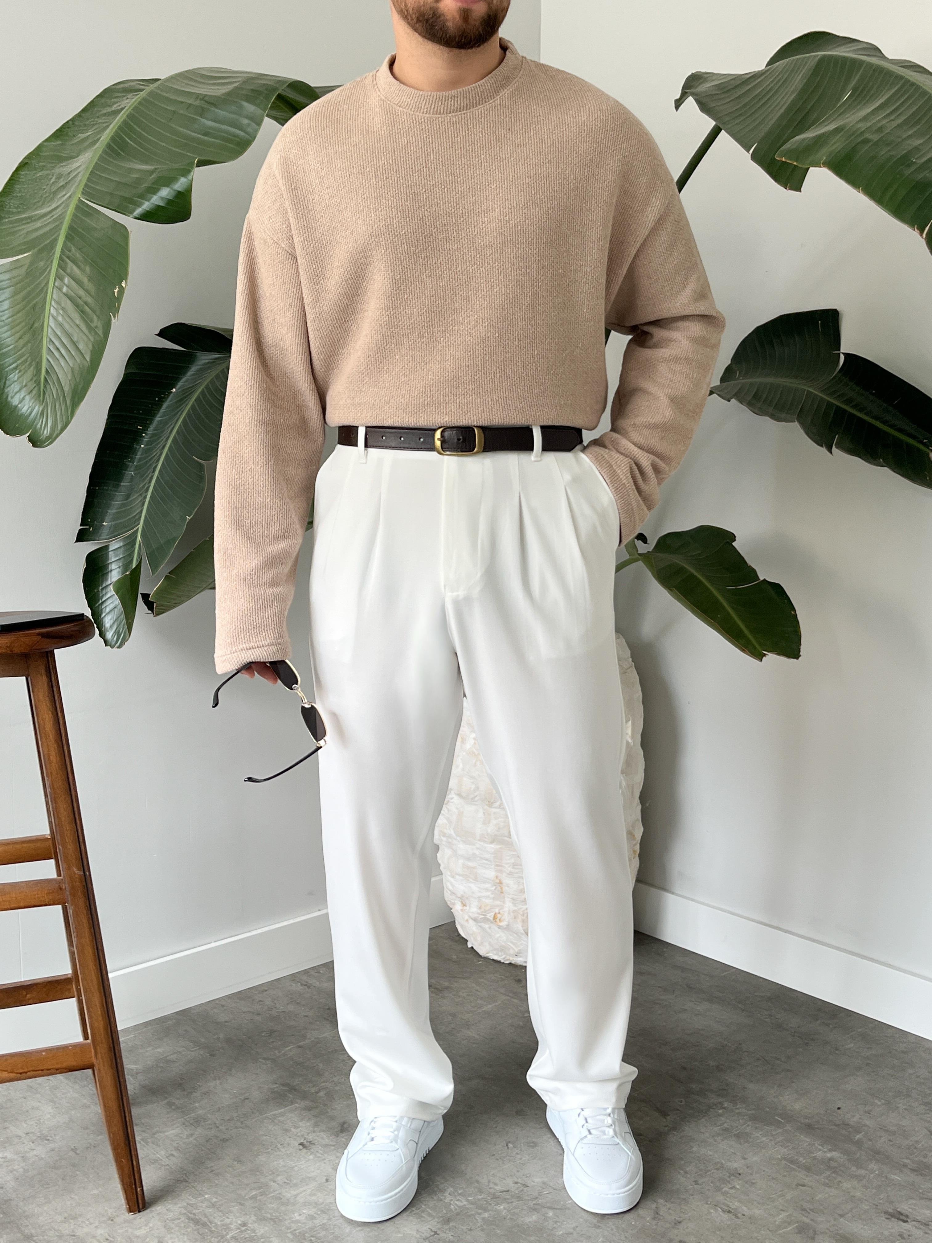 Vizon Dokulu Örme Triko Sweatshirt
